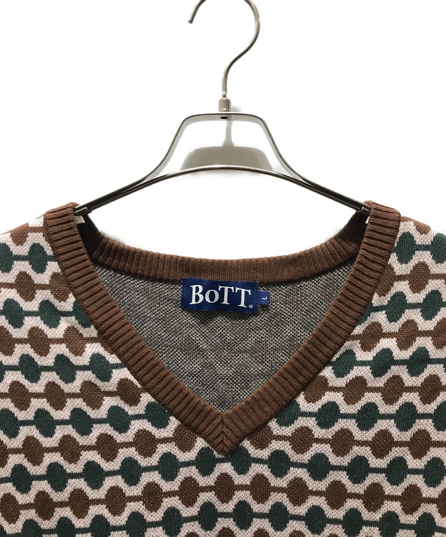 中古・古着通販】BoTT (ボット) Link Knit Vest ブラウン×グリーン