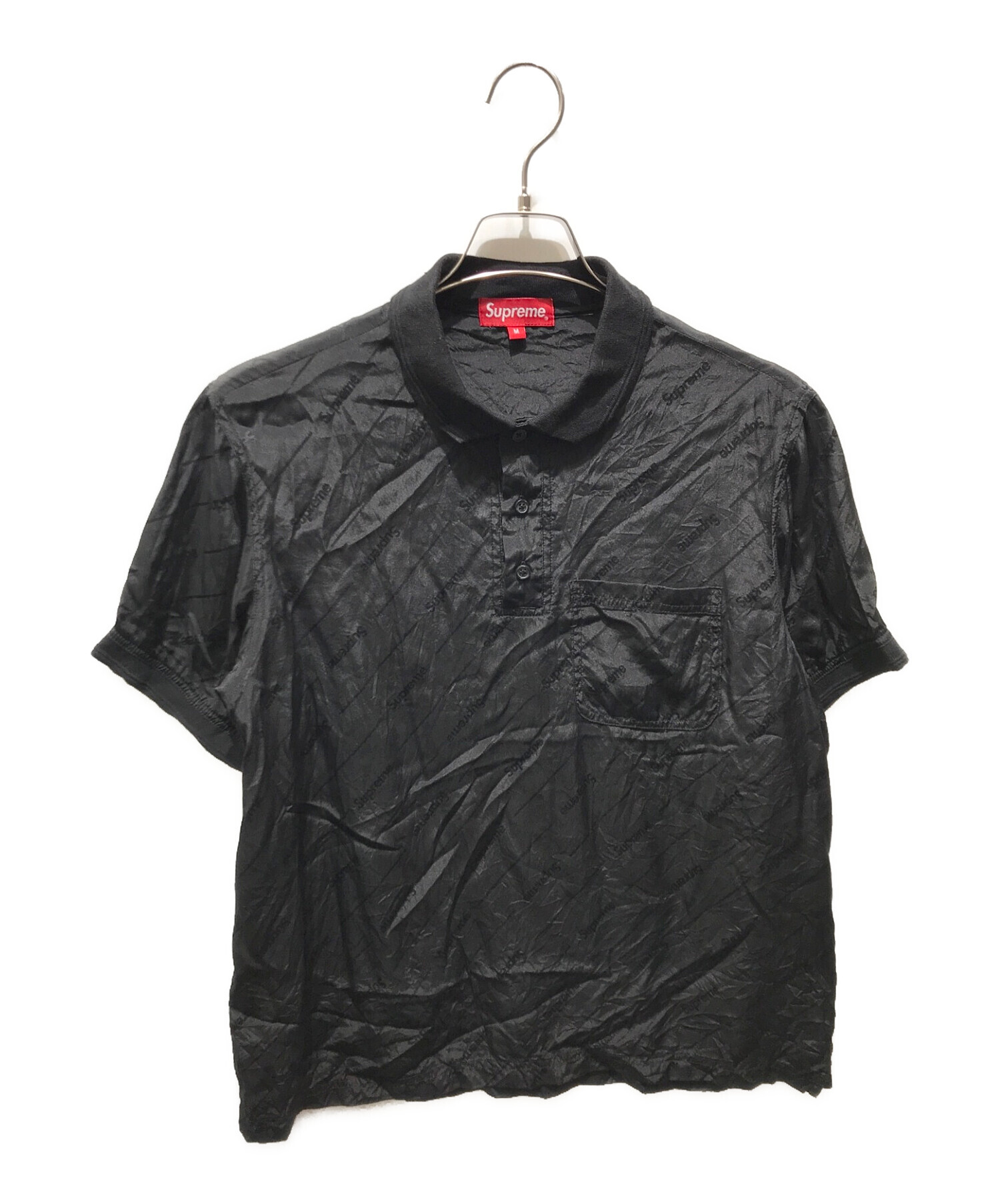 SUPREME (シュプリーム) Jacquard Logo Silk Polo　18SS ブラック サイズ:M