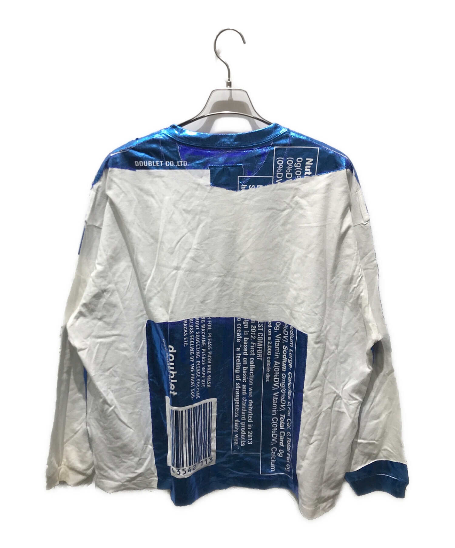 doublet (ダブレット) SNACK FOIL PACKAGE LONG SLEEVE T-SHIRT　18AW25CS101 ブルー サイズ:L