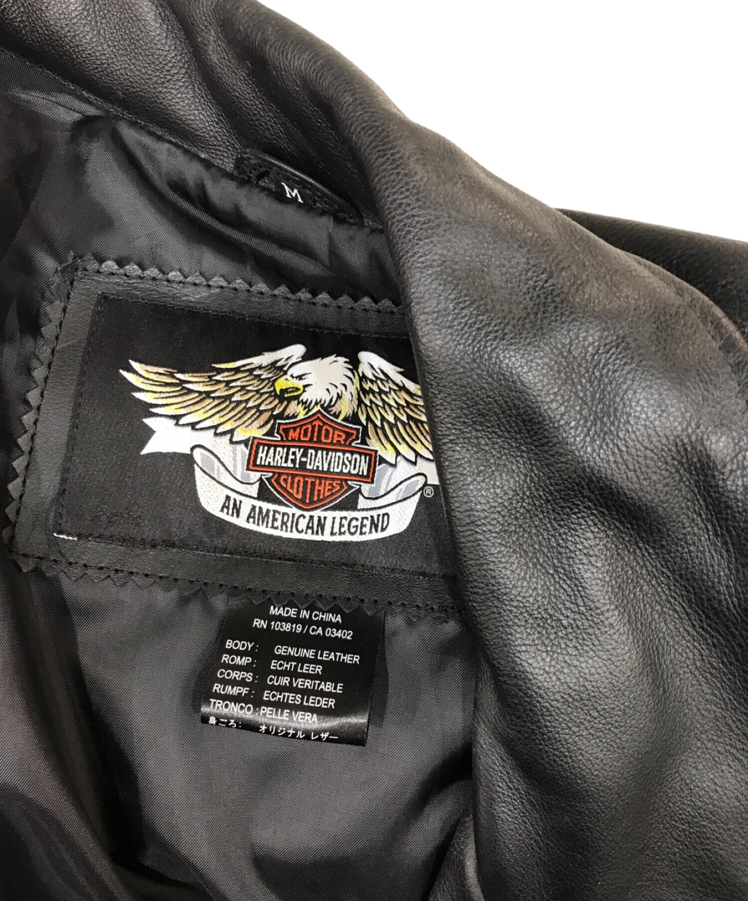 HARLEY-DAVIDSON (ハーレーダビッドソン) スカル刺繍レザーダブルライダースジャケット ブラック サイズ:M