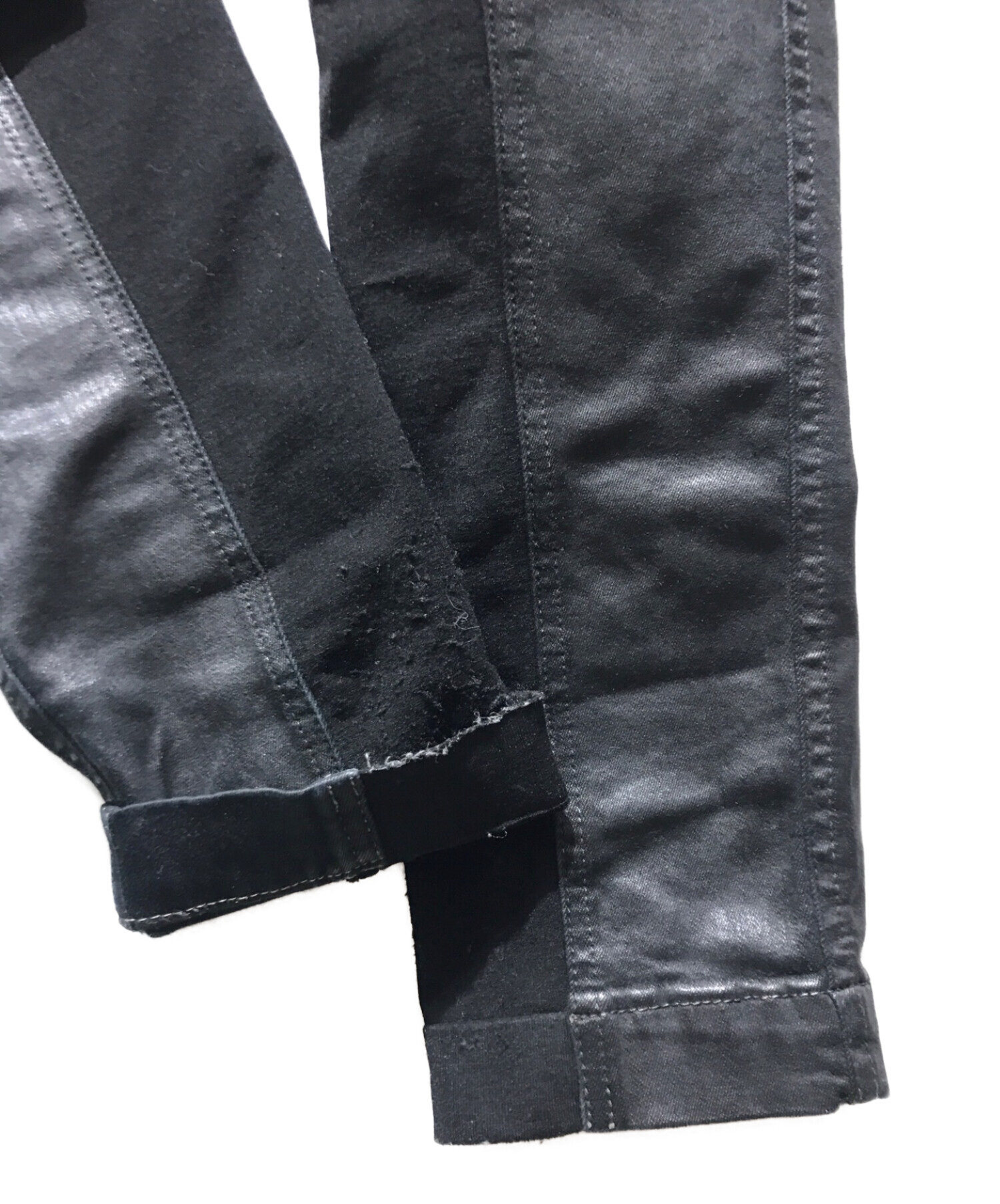 RICK OWENS DRKSHDW (リックオウエンス ダークシャドウ) Memphis Patched Coated Jean  DU18S3356-SBW 代理店表記無し ブラック サイズ:28