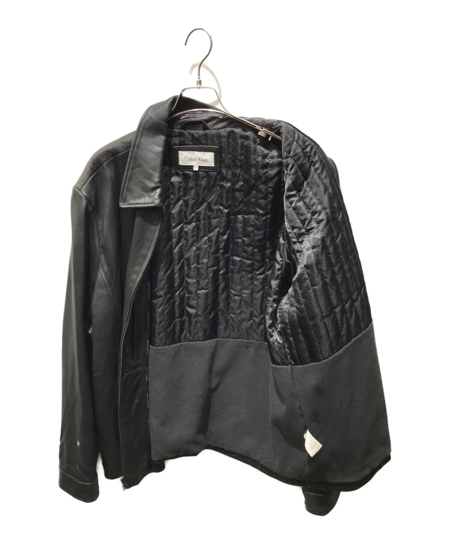 Calvin Klein (カルバンクライン) レザージャケット　 並行品 ブラック サイズ:XL