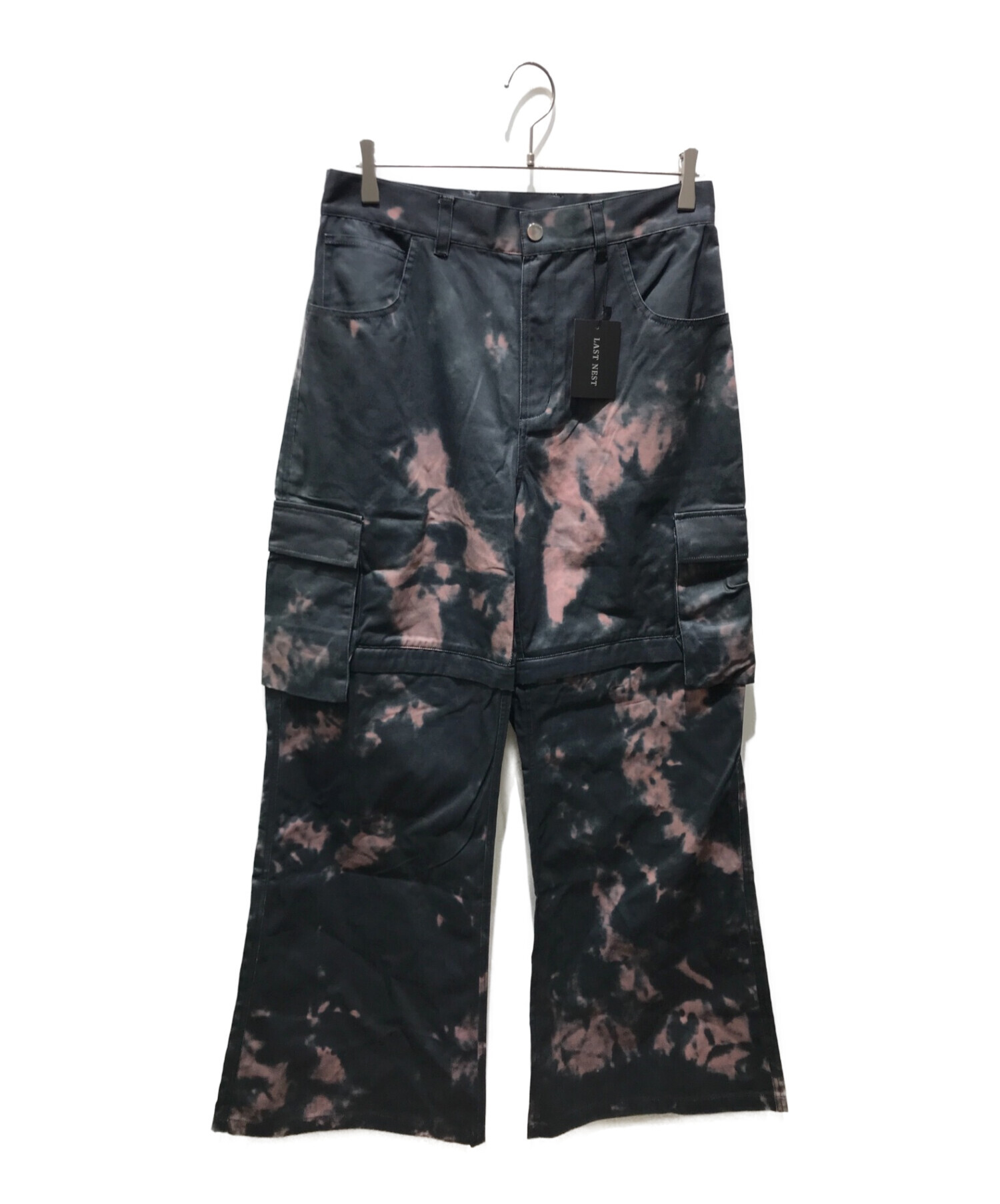 LAST NEST (ラストネスト) TIE-DYE CARGO PANTS ブラック×ピンク サイズ:XL 未使用品