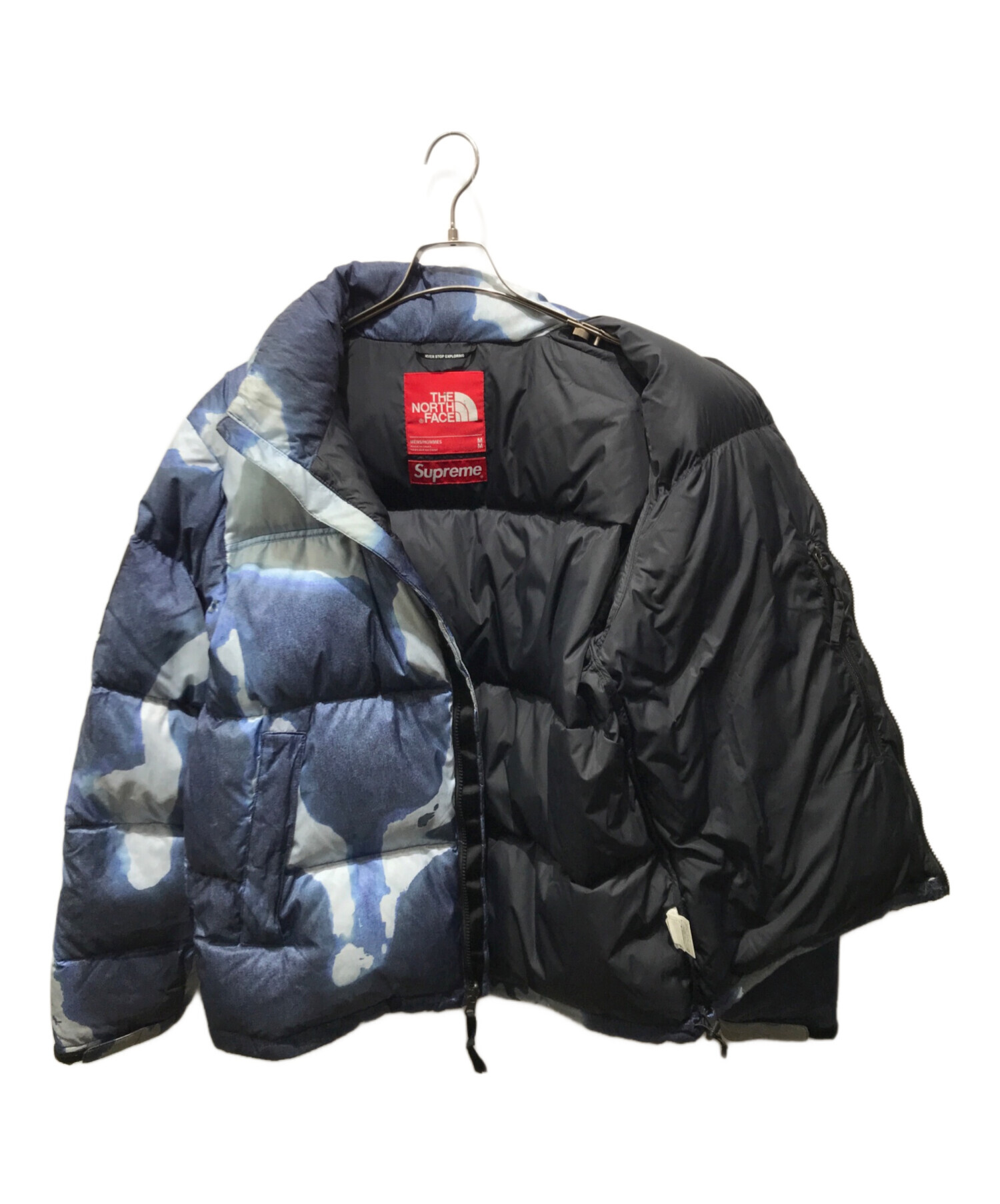 SUPREME (シュプリーム) THE NORTH FACE (ザ ノース フェイス) ブリーチフドデニムプリントヌプシ　ND521001 ネイビー  サイズ:M