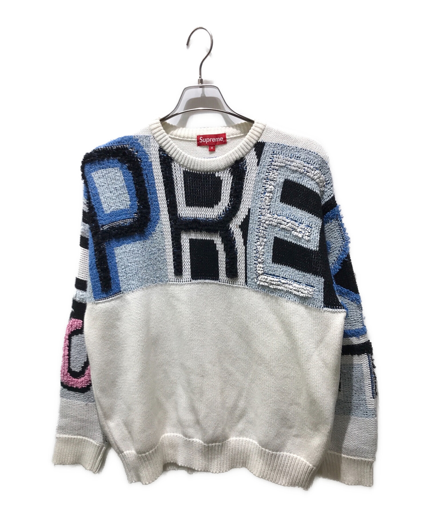 中古・古着通販】SUPREME (シュプリーム) Chenille Logo Sweater ホワイト×ブルー サイズ:M｜ブランド・古着通販  トレファク公式【TREFAC FASHION】スマホサイト