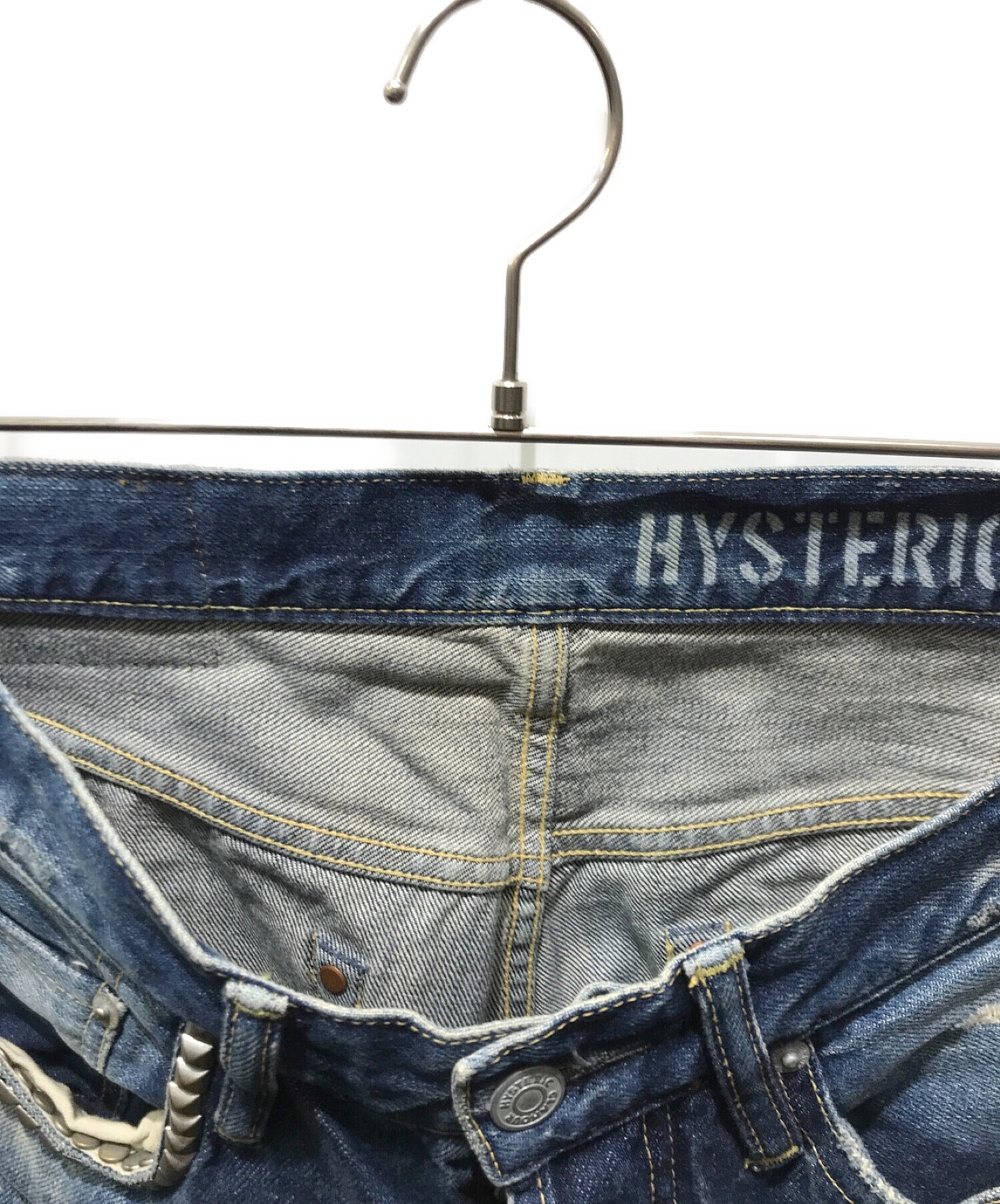 Hysteric Glamour (ヒステリックグラマー) RSM加工デニムスリムストレートパンツ　0241AP10 ブルー サイズ:30