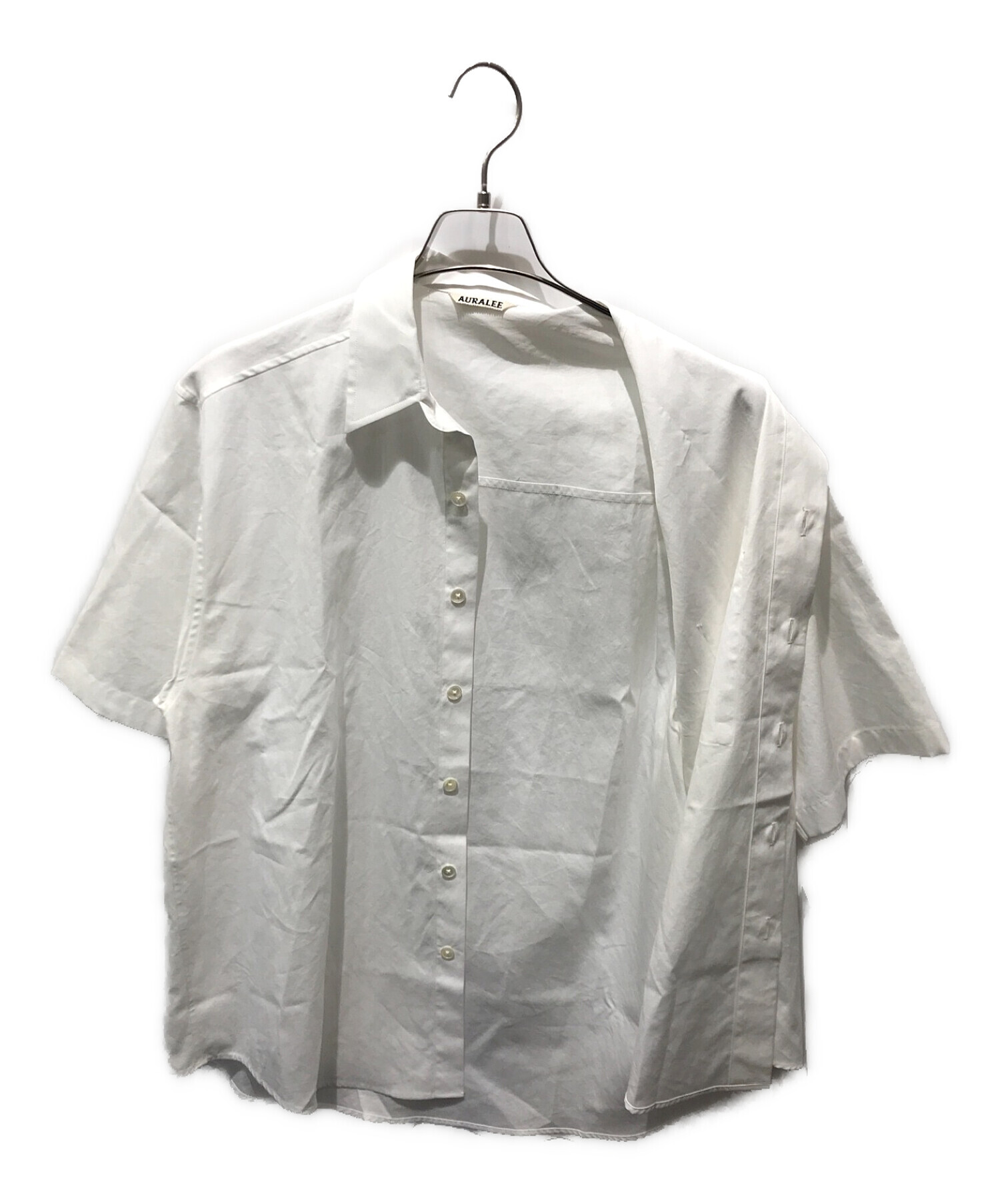 AURALEE (オーラリー) WASHED FINX TWILL BIG HALF SLEEVED SHIRTS　A00S02TN ホワイト  サイズ:3