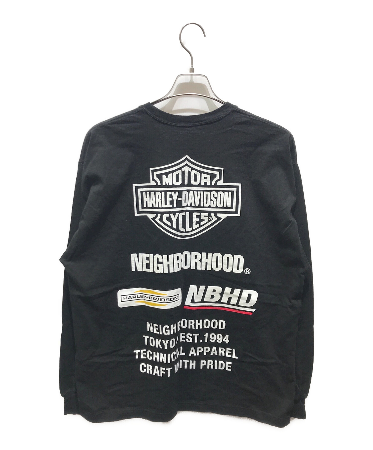 NEIGHBORHOOD (ネイバーフッド) HARLEY-DAVIDSON (ハーレーダビッドソン) H-D . CREWNECK LS . CO　 222PC05N-CS01 ブラック サイズ:記載無しの為実寸参照