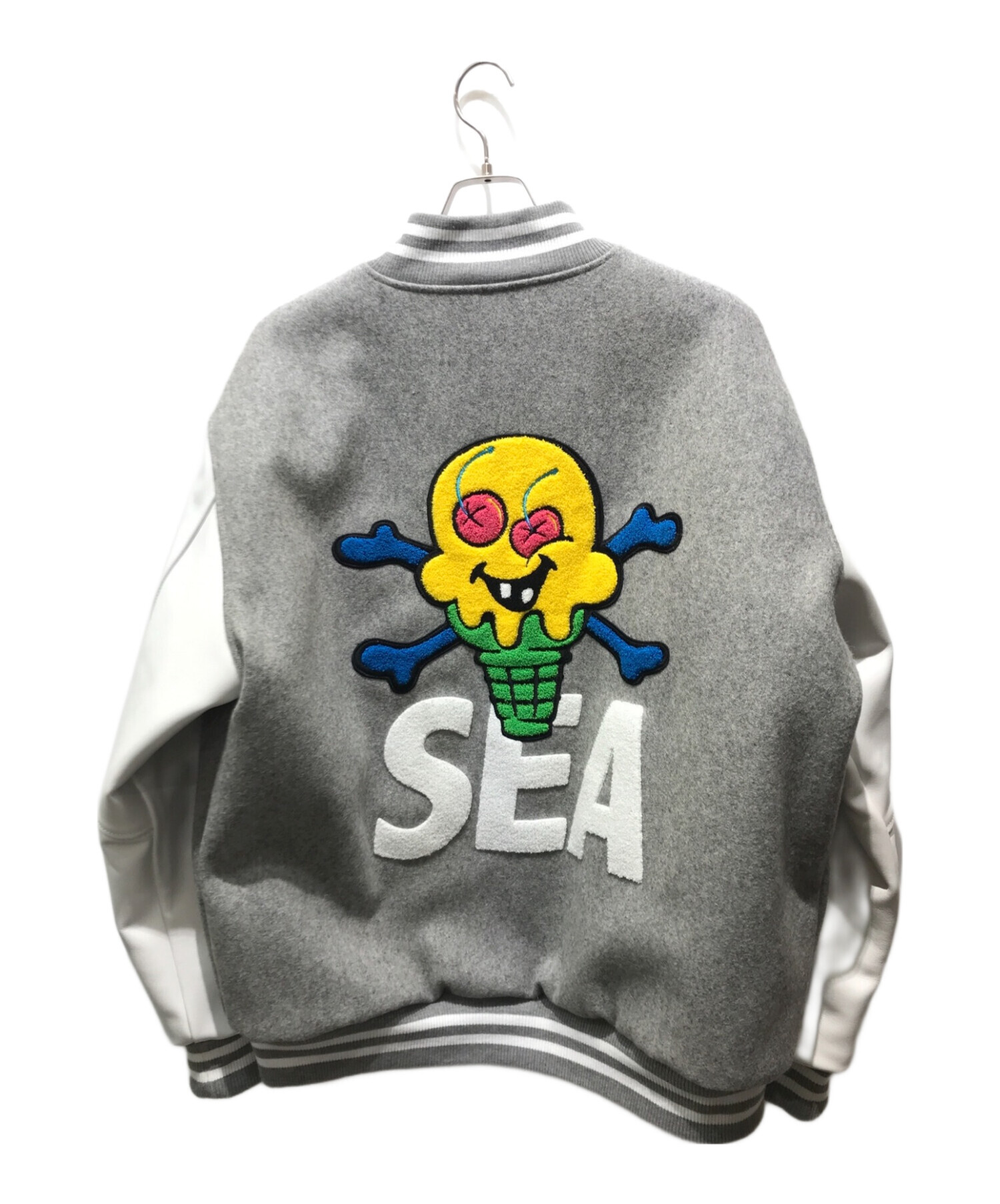 中古・古着通販】WIND AND SEA (ウィンダンシー) ICE CREAM (アイスクリーム) VARSITY JACKET  ICJP215SX004 グレー×ホワイト サイズ:XL｜ブランド・古着通販 トレファク公式【TREFAC FASHION】スマホサイト