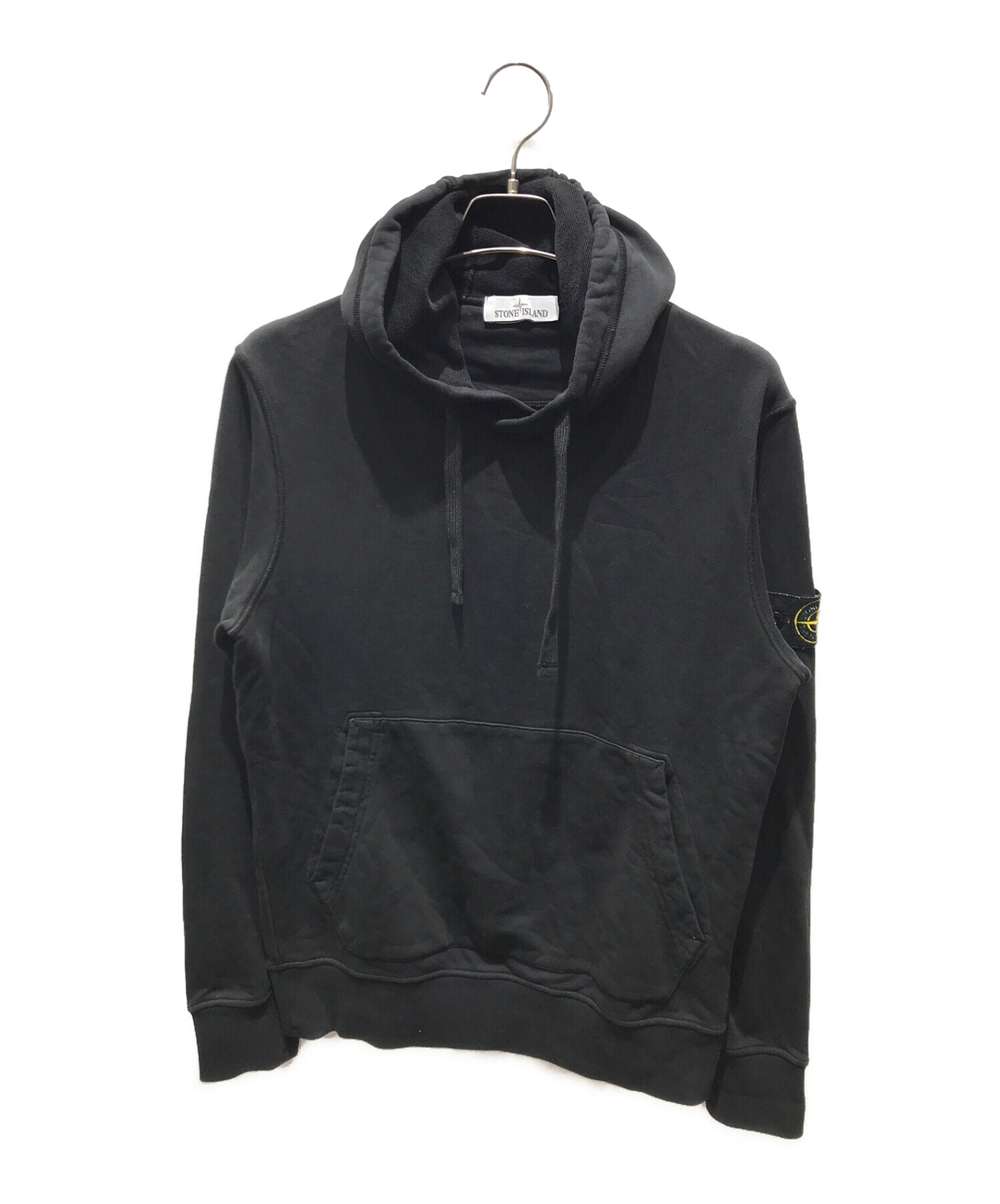 STONE ISLAND (ストーンアイランド) ガーメントダイ サイドロゴパッチ スウェットパーカー　761564151 ブラック サイズ:M