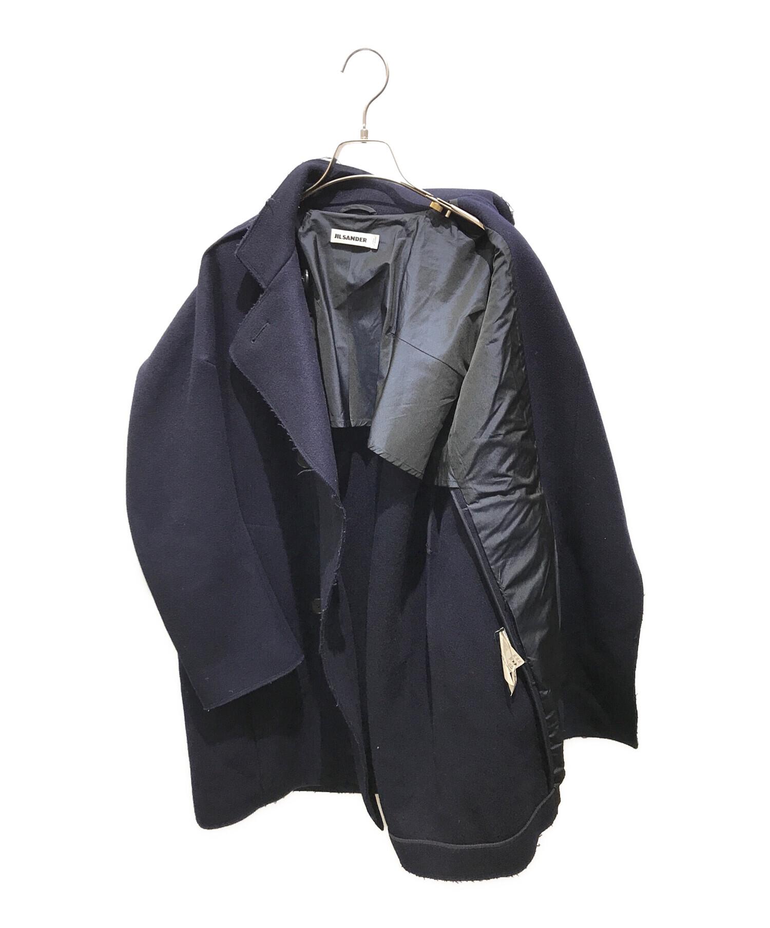 【中古・古着通販】JIL SANDER (ジルサンダー) カットオフウールメルトンコート ネイビー サイズ:36｜ブランド・古着通販  トレファク公式【TREFAC FASHION】スマホサイト