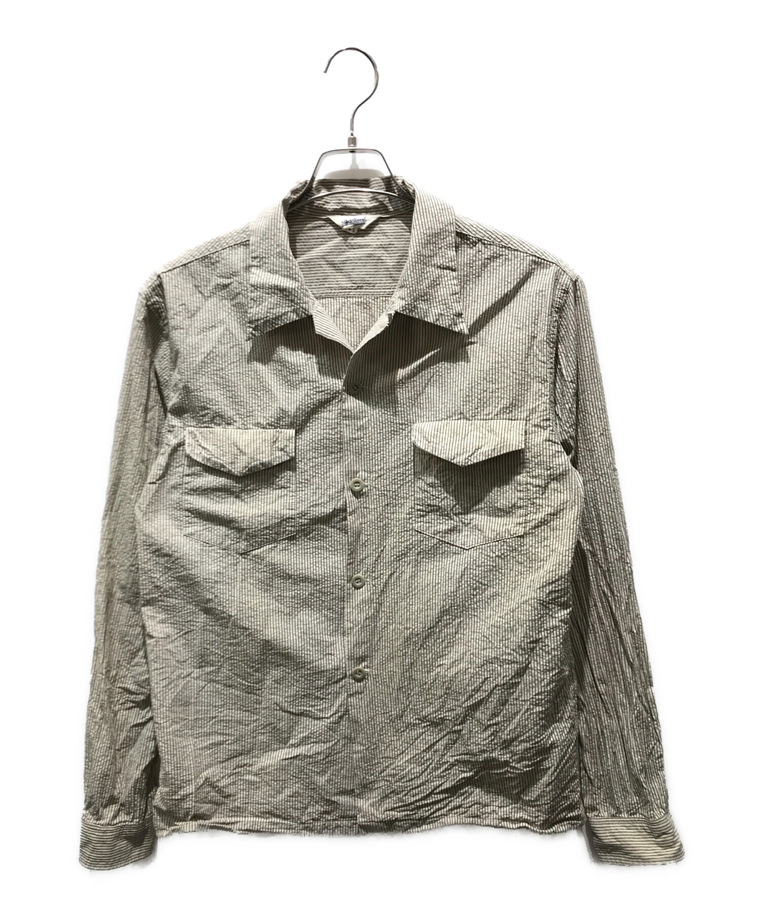 中古・古着通販】The Blurred CLOTHING (ブラードクロージング) SEERSUCKER OPEN COLLAR SHIRTS L/S  BLD124 ベージュ サイズ:15 1/2｜ブランド・古着通販 トレファク公式【TREFAC FASHION】スマホサイト