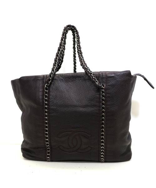 中古・古着通販】CHANEL (シャネル) チェーンレザートートバッグ バー