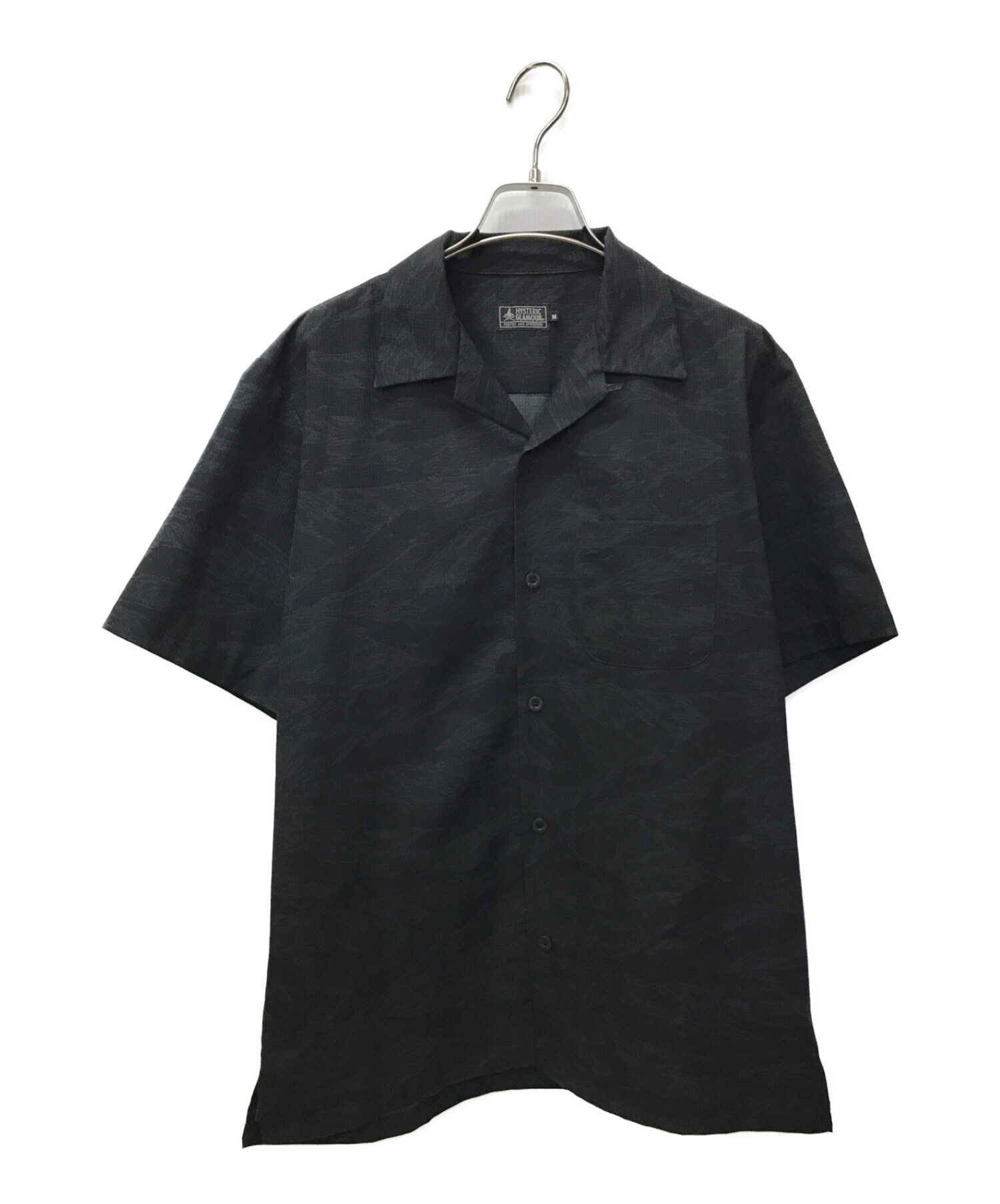 Hysteric Glamour (ヒステリックグラマー) TIGER STRIPE総柄 半袖オープンカラーシャツ ブラック サイズ:M