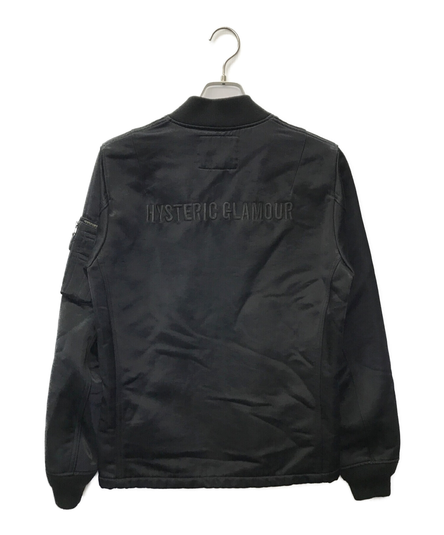 Hysteric Glamour (ヒステリックグラマー) バックロゴ刺繍サテンMA-1ジャケット ブラック サイズ:S