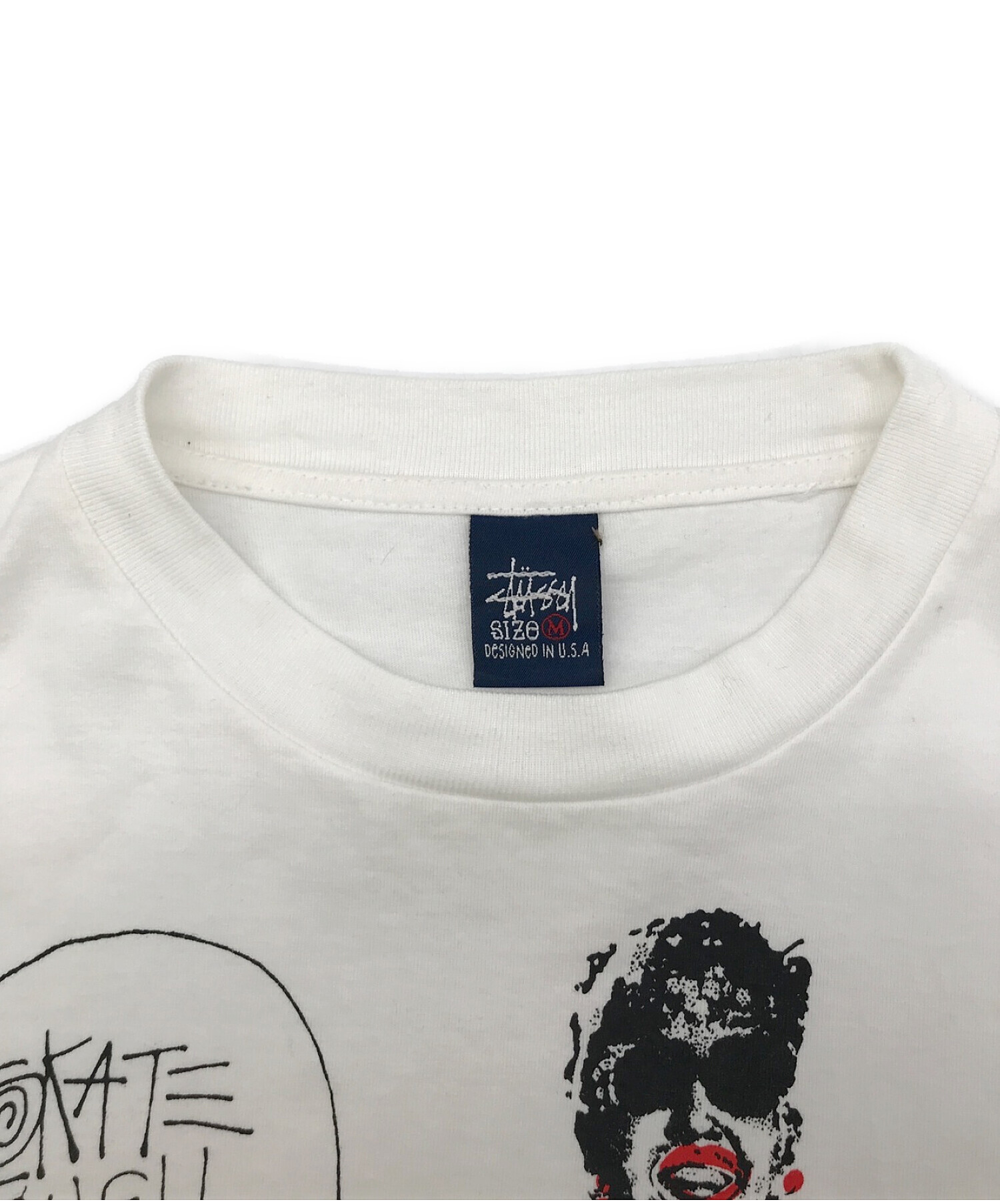 stussy (ステューシー) SKATE TOUGH LITTLE BOYS/プリントTシャツ ホワイト×レッド サイズ:M