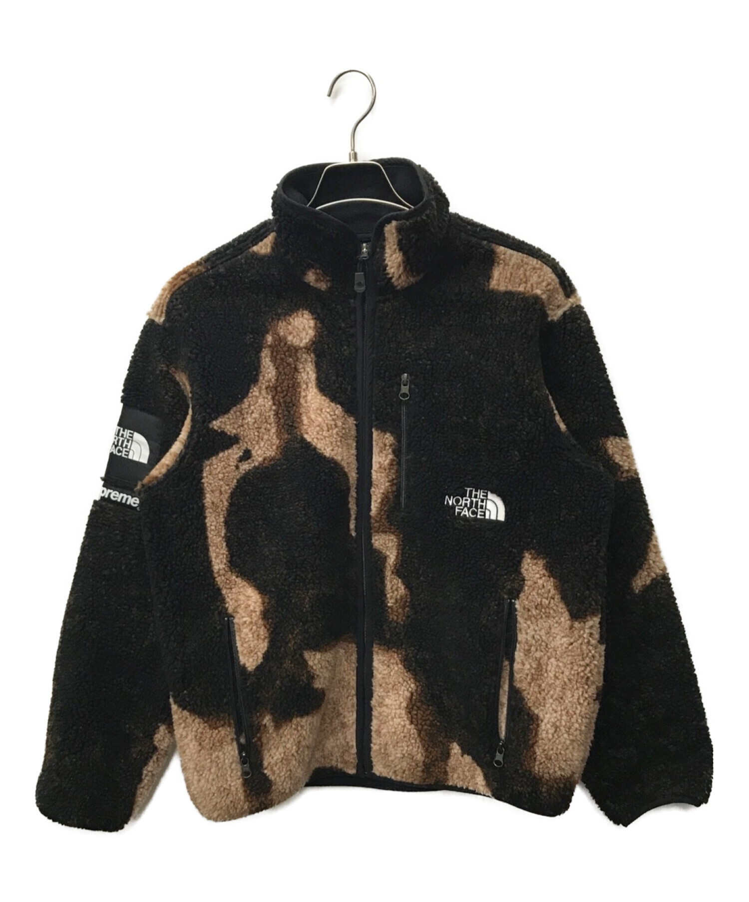 SUPREME×THE NORTH FACE (シュプリーム × ザノースフェイス) Bleached Denim Print Fleece  Jacket/フリースジャケット ブラウン×ブラック サイズ:S