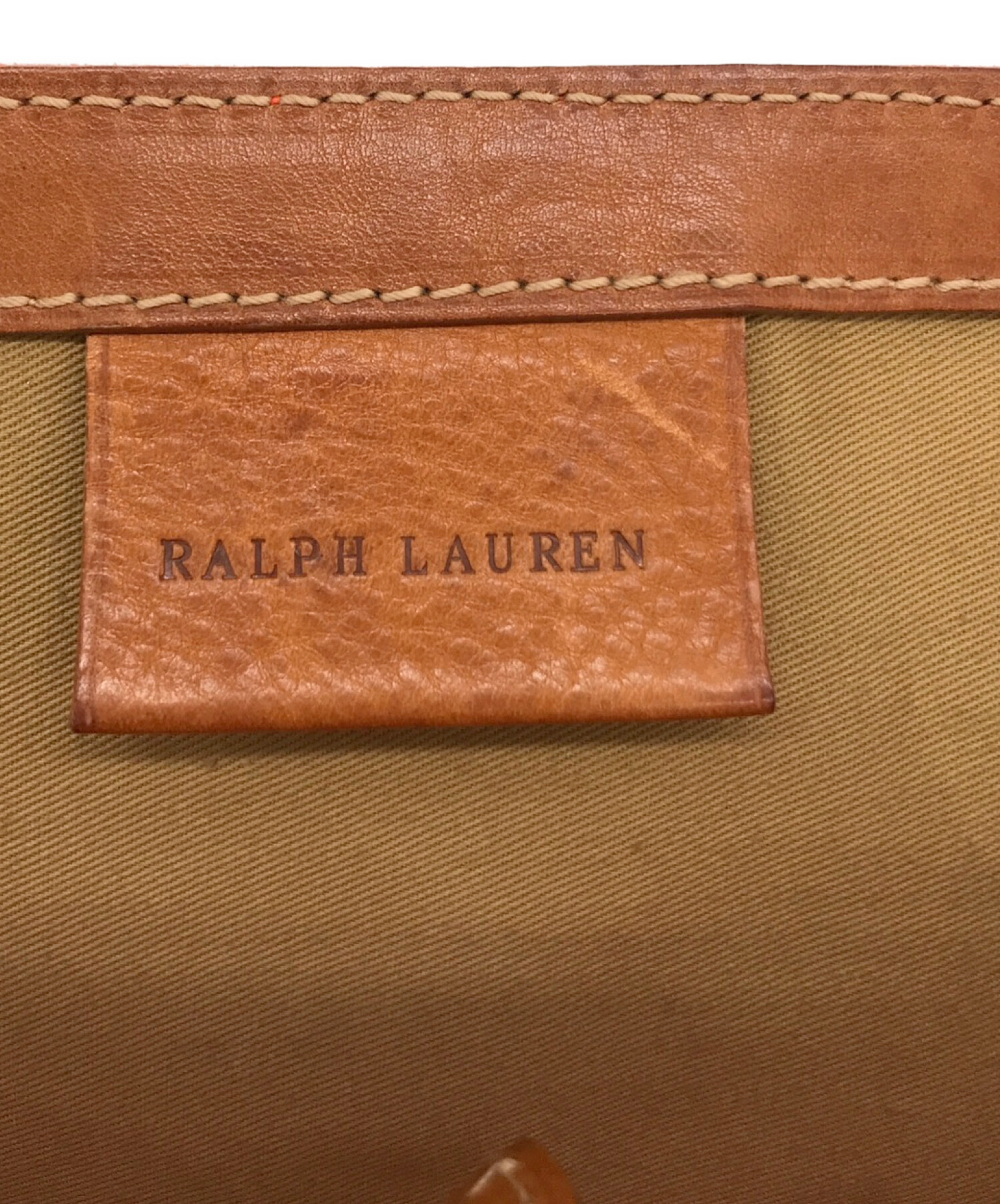 POLO RALPH LAUREN (ポロ・ラルフローレン) ビッグポニーレザーキャンバストートバッグ オレンジ