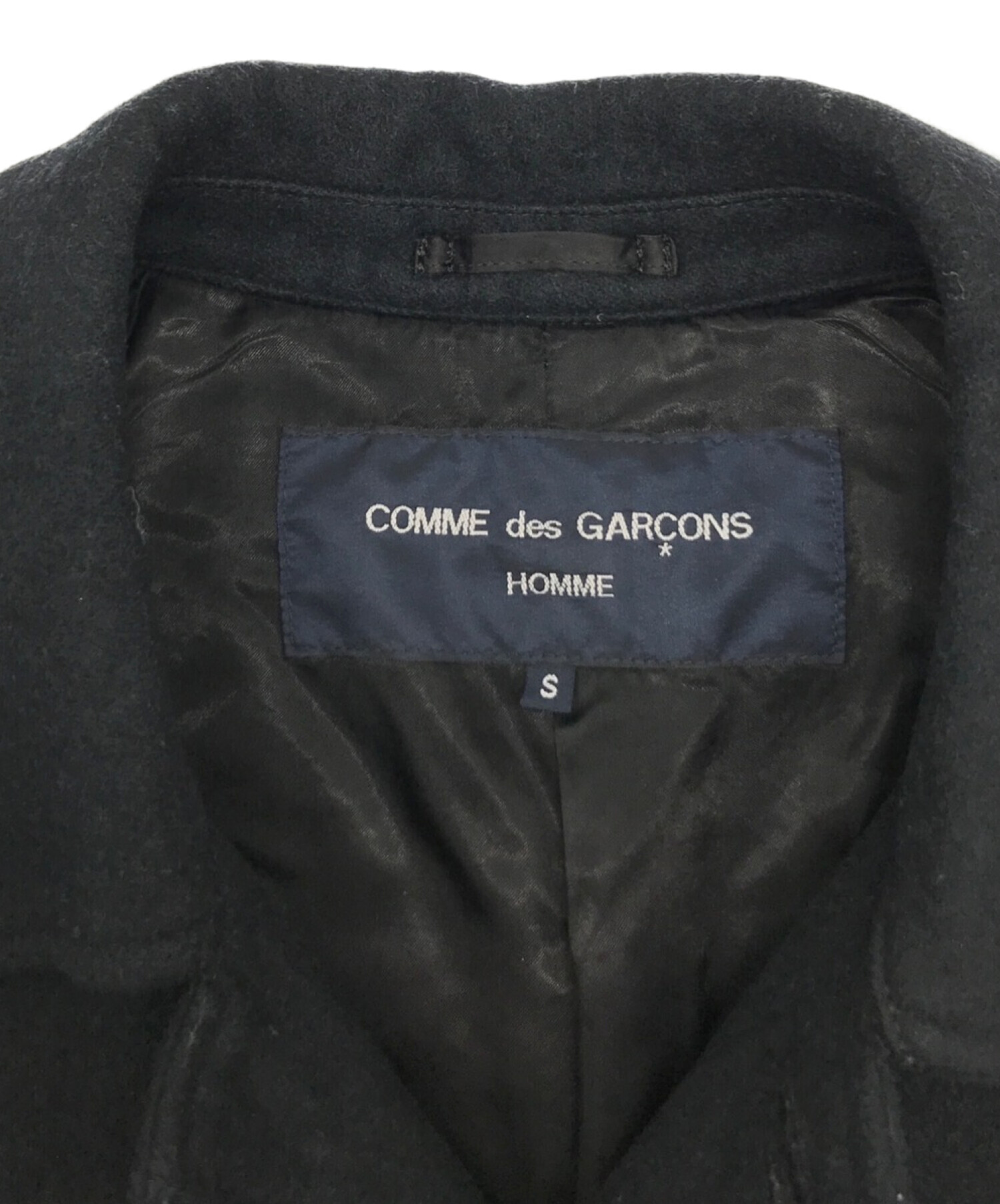 COMME des GARCONS HOMME (コムデギャルソン オム) ウールステンカラーコート ブラック サイズ:S