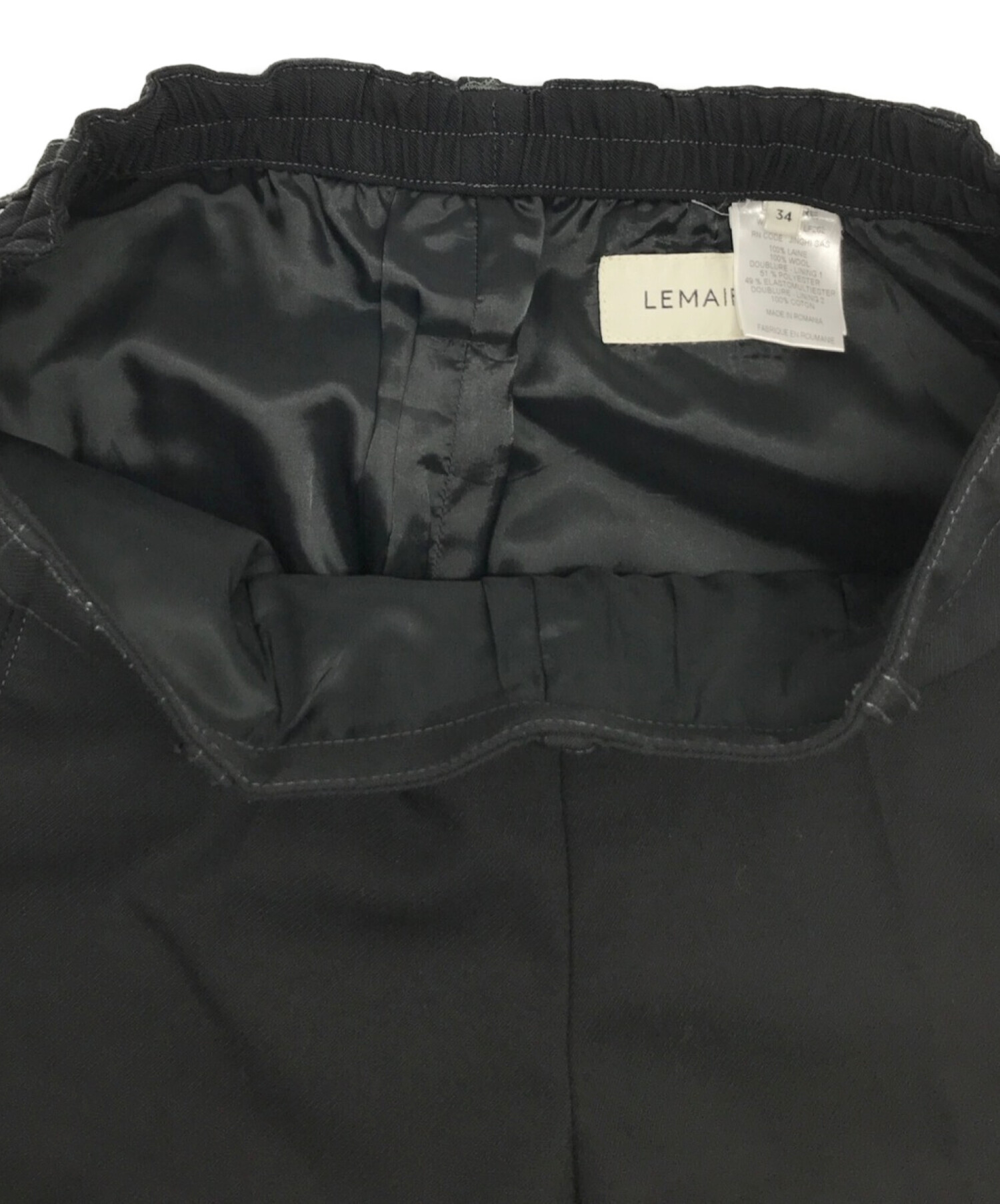 中古・古着通販】LEMAIRE (ルメール) ステッチワイドパンツ ブラック