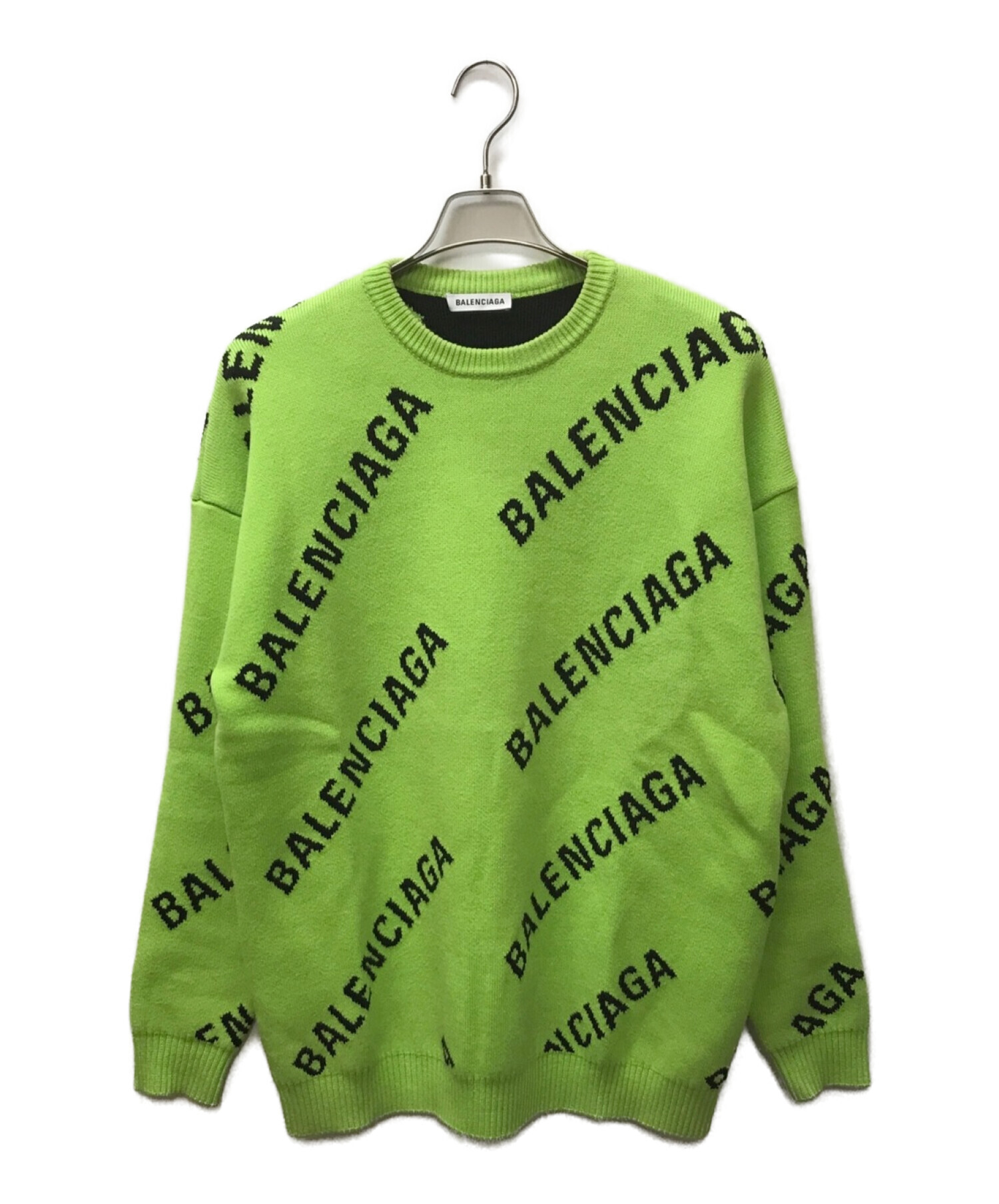 BALENCIAGA (バレンシアガ) Logo-embroidered sweater グリーン サイズ:S