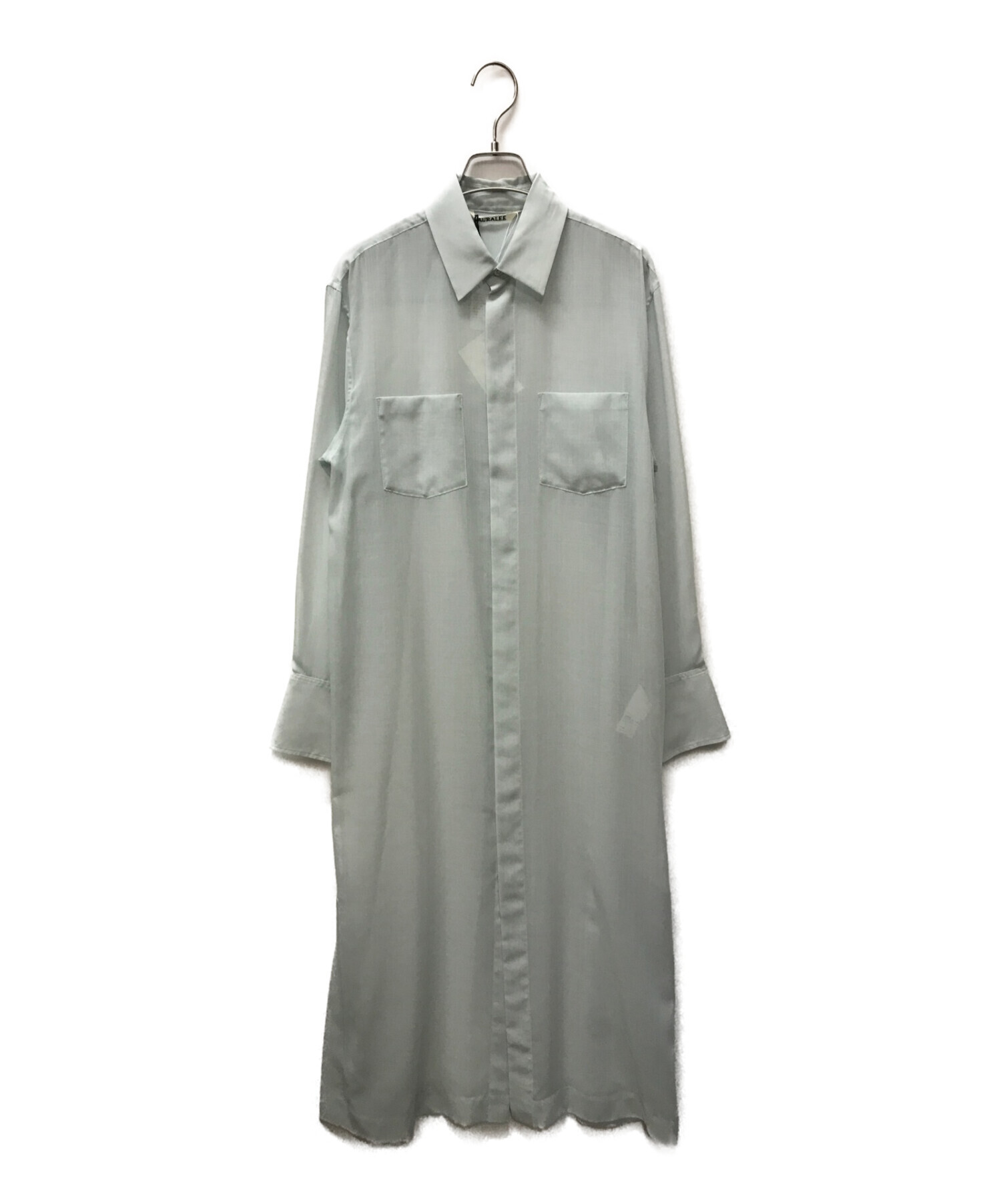 AURALEE (オーラリー) WOOL POLYESTER SHEER CLOTH SHIRTS ONE-PIECE スカイブルー サイズ:1  未使用品