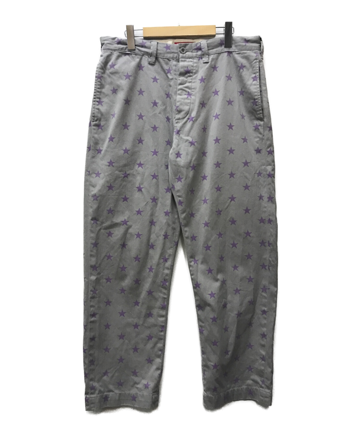 SUPREME (シュプリーム) Chino Pant Grey Stars チノパンツ グレースターズ グレー×パープル サイズ:81cm (W32)