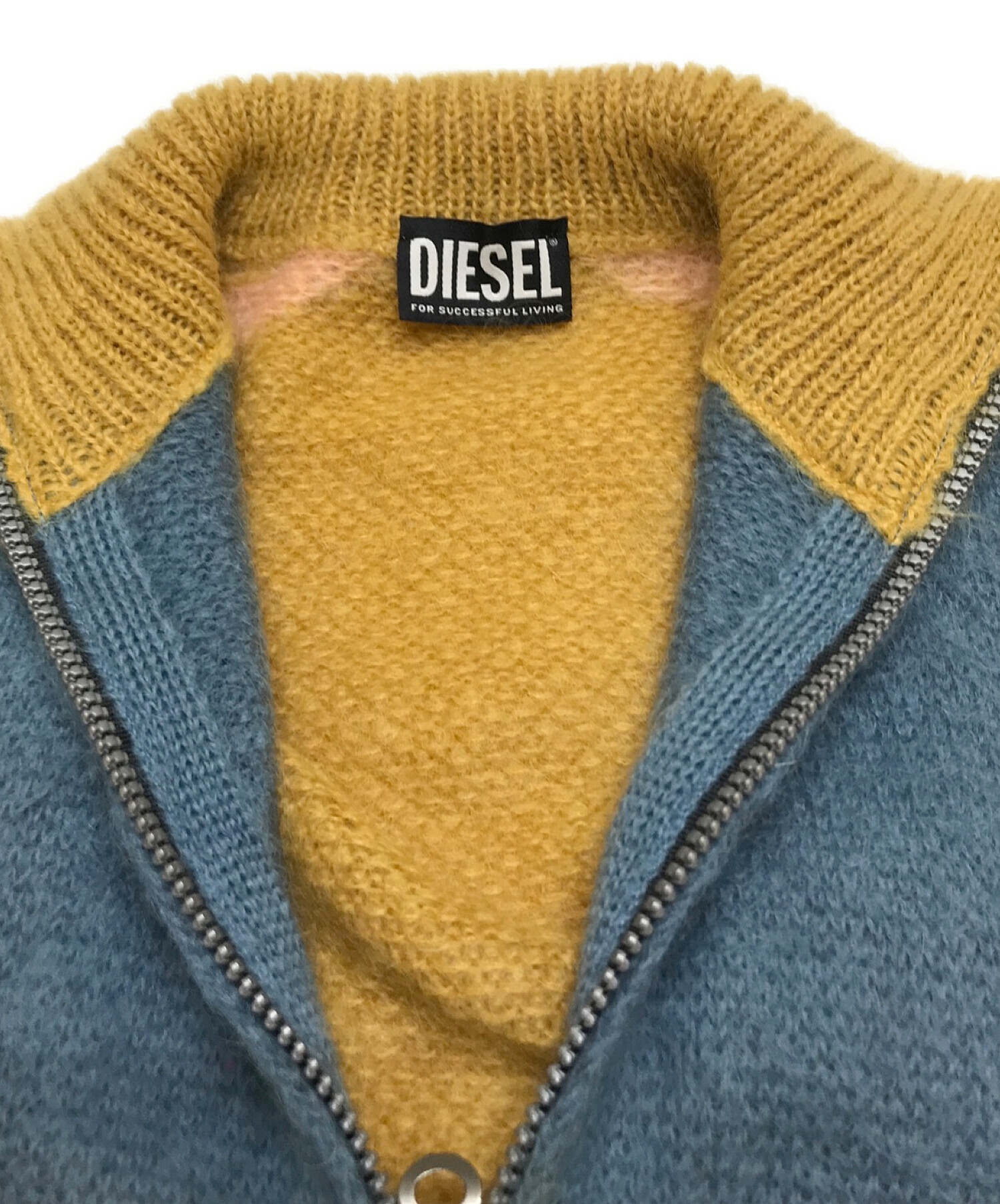 DIESEL (ディーゼル) M-ILVAオーバーサイズカーディガン ブルー×イエロー サイズ:S