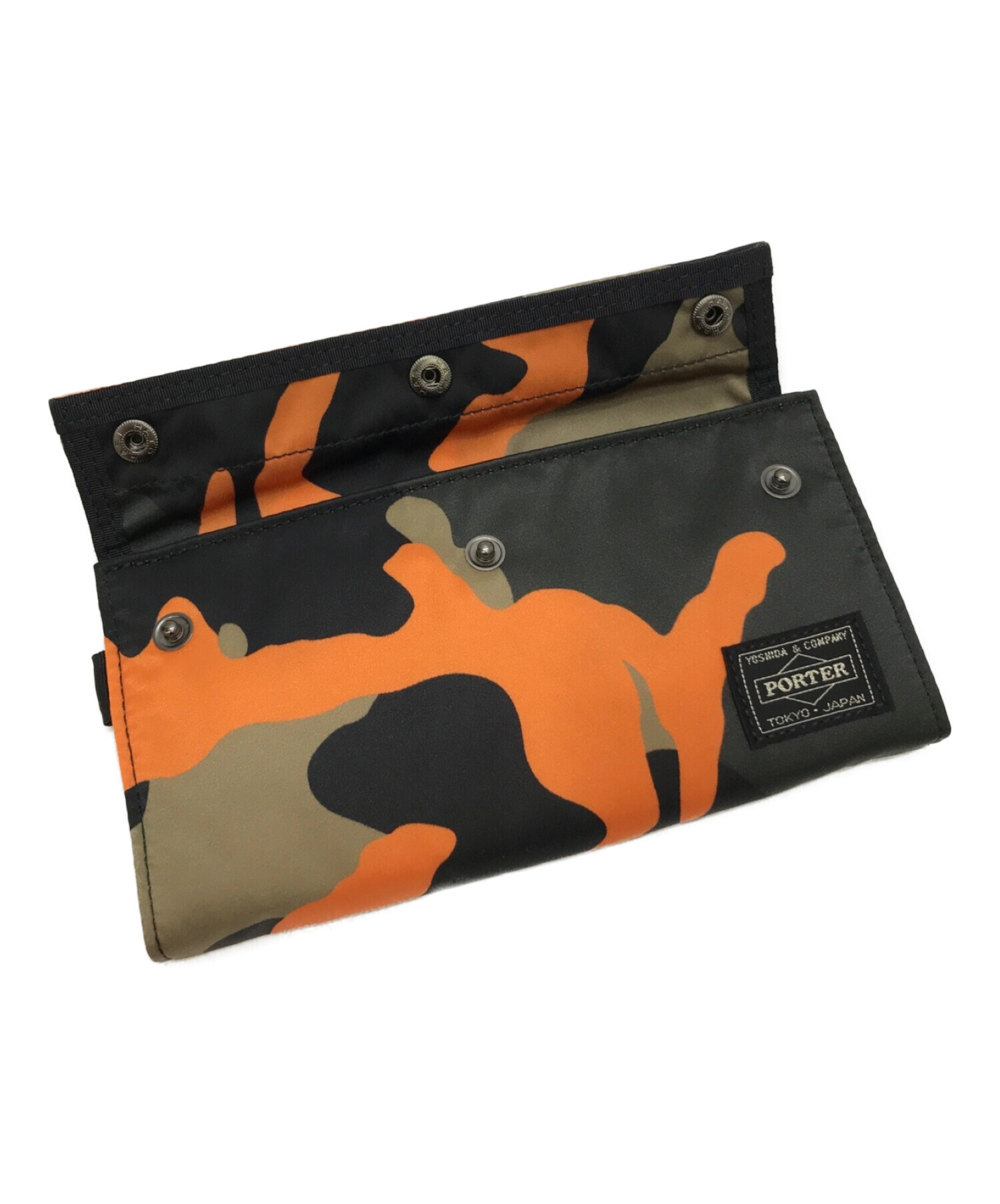 PORTER (ポーター) PS CAMO LONG WALLET　PS カモ ロングウォレット カーキ×ブラック