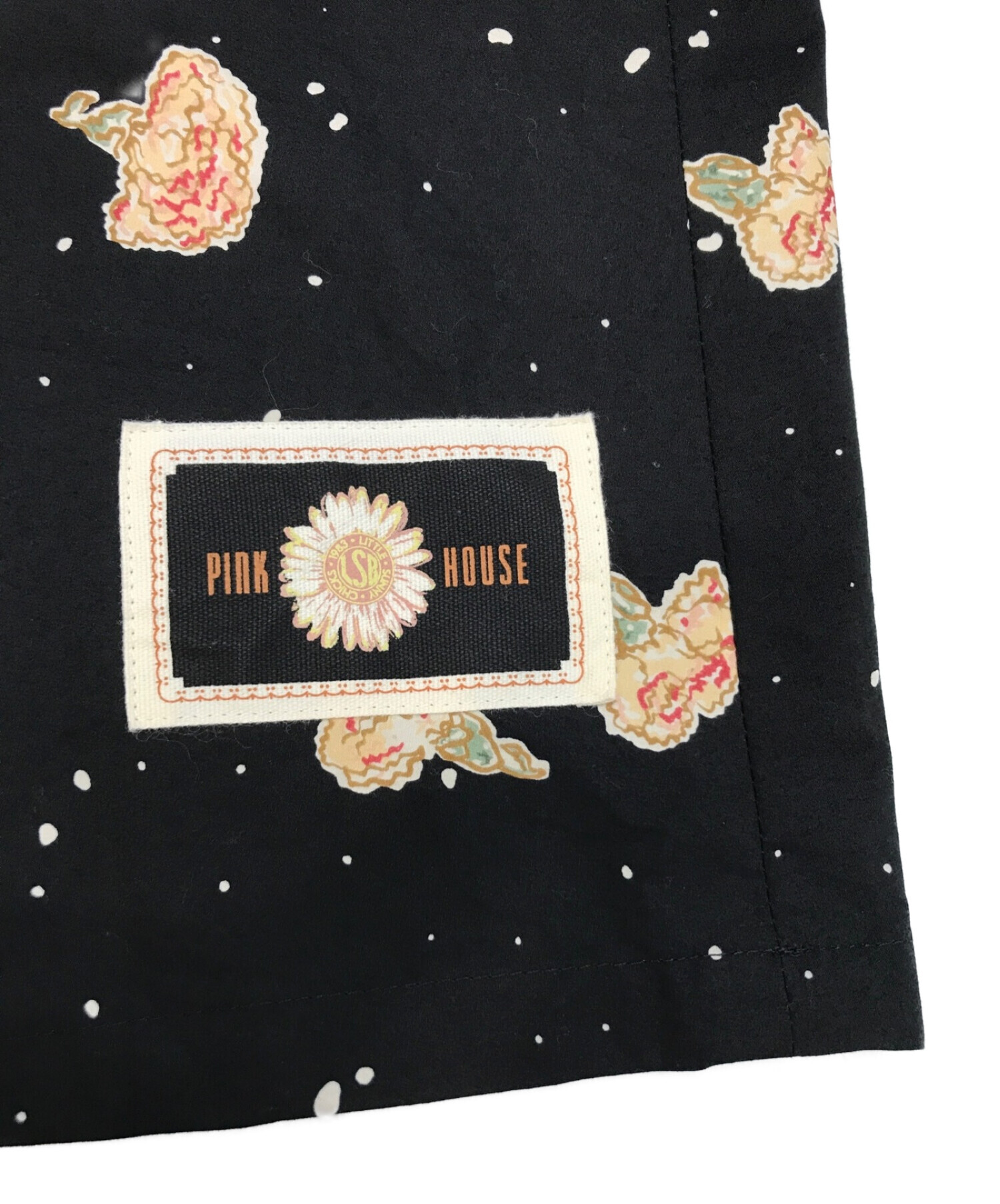 PINK HOUSE (ピンクハウス) little sunny bite (リトルサニーバイト) Carnation print long  dress ブラック サイズ:不明（実寸参照）