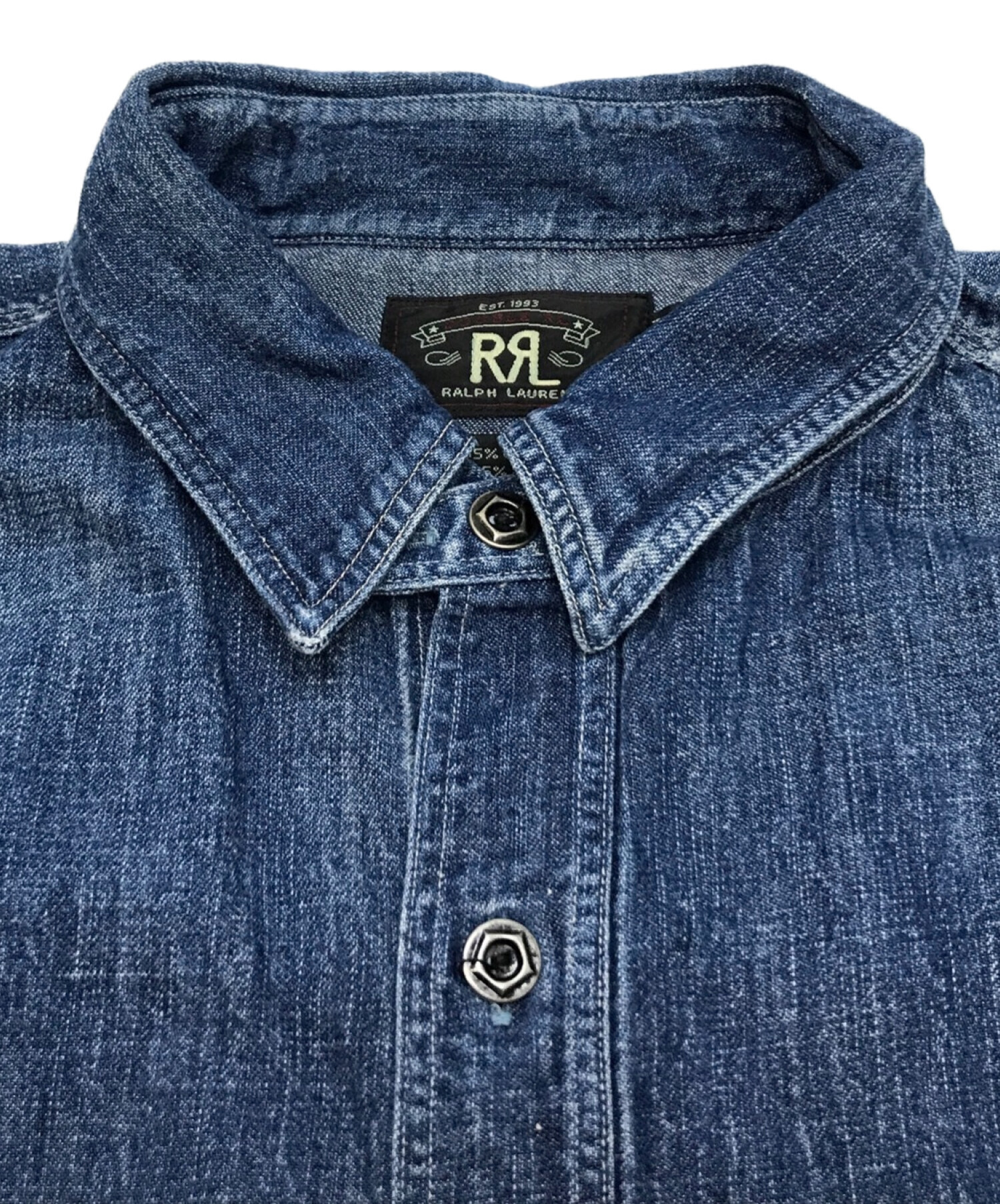 RRL (ダブルアールエル) コットンリネンデニムシャツ インディゴ サイズ:L