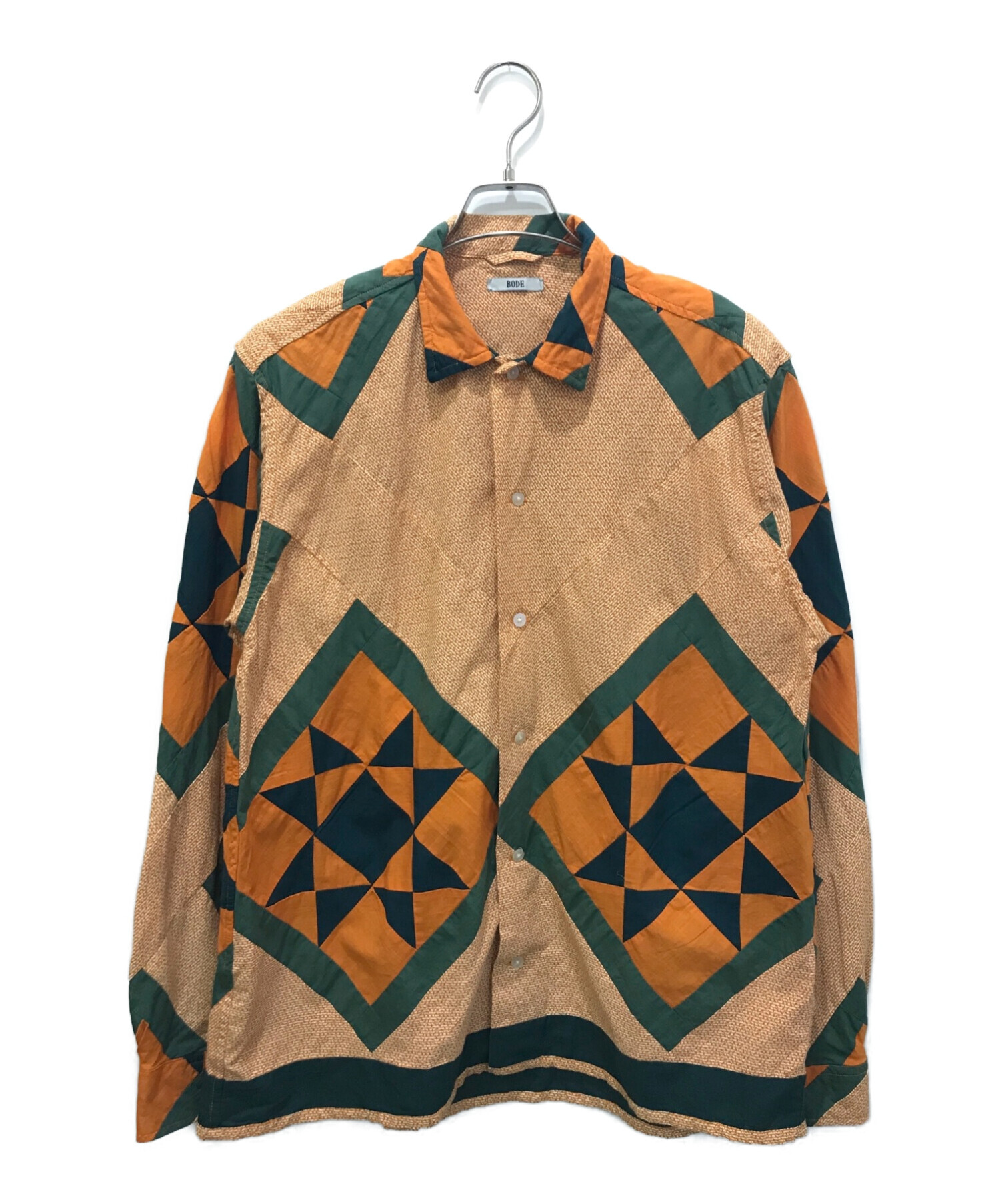 BODE (ボーディ) STAR QUILT LS SHIRT オレンジ サイズ:L/XL