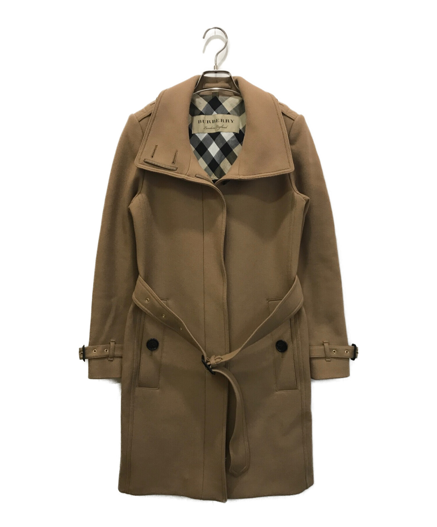 BURBERRY (バーバリー) カシミヤ混ウールコート ブラウン サイズ:UK6