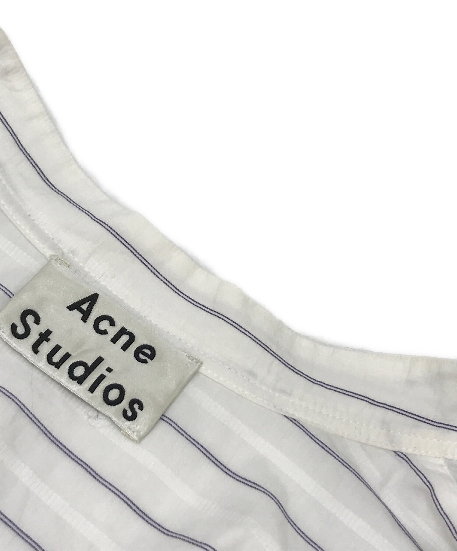 Acne studios (アクネストゥディオス) シャツワンピース ホワイト×ブルー サイズ:34