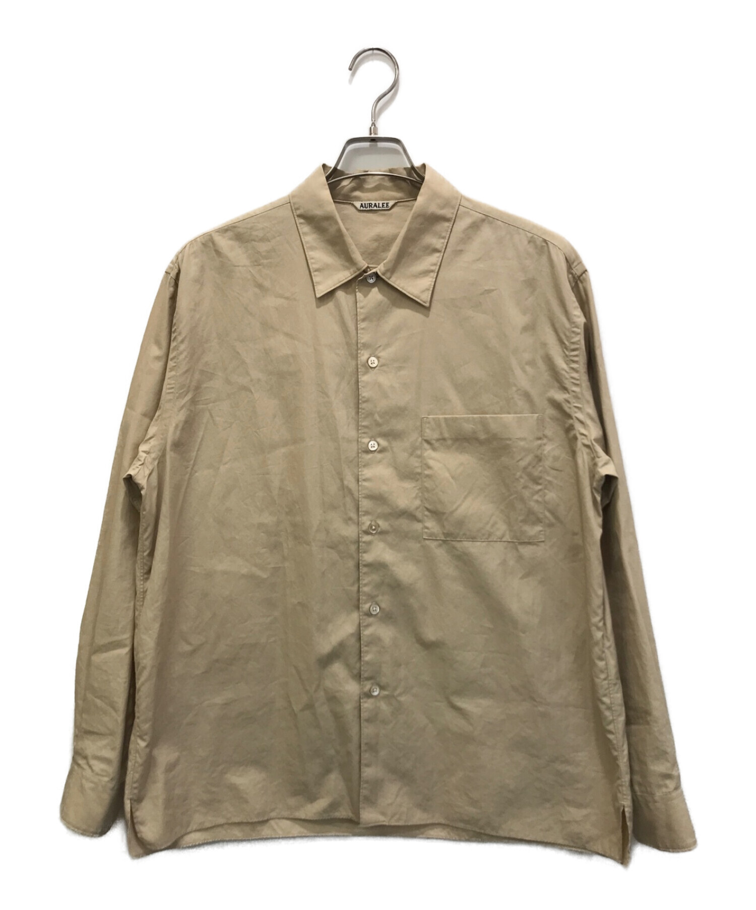 中古・古着通販】AURALEE (オーラリー) WASHED FINX TWILL BOX SHIRTS ベージュ サイズ:4｜ブランド・古着通販  トレファク公式【TREFAC FASHION】スマホサイト