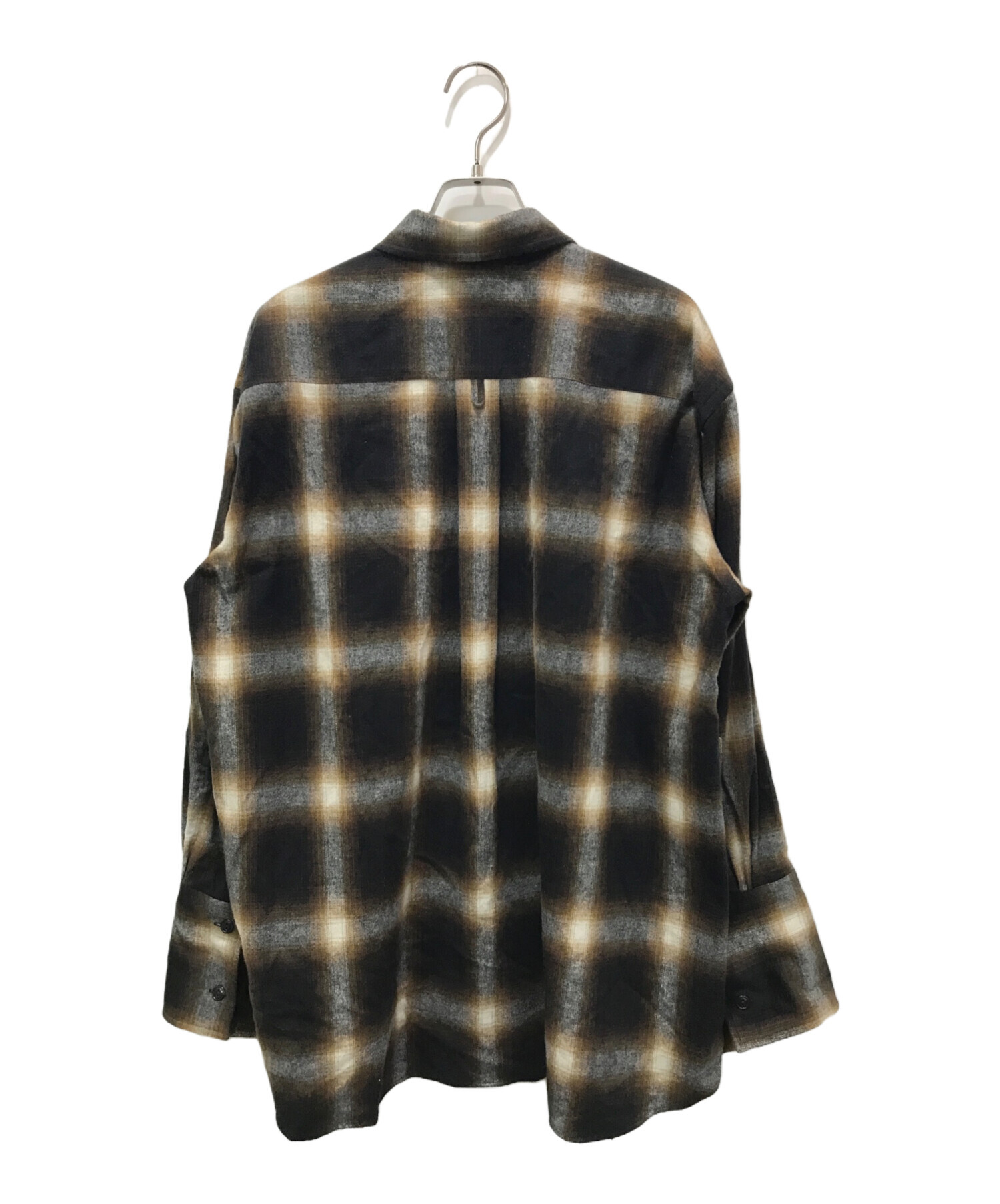 THE SHINZONE (ザ シンゾーン) DOUBLE CUFF CHECK SHIRT ブラック×ブラウン サイズ:34