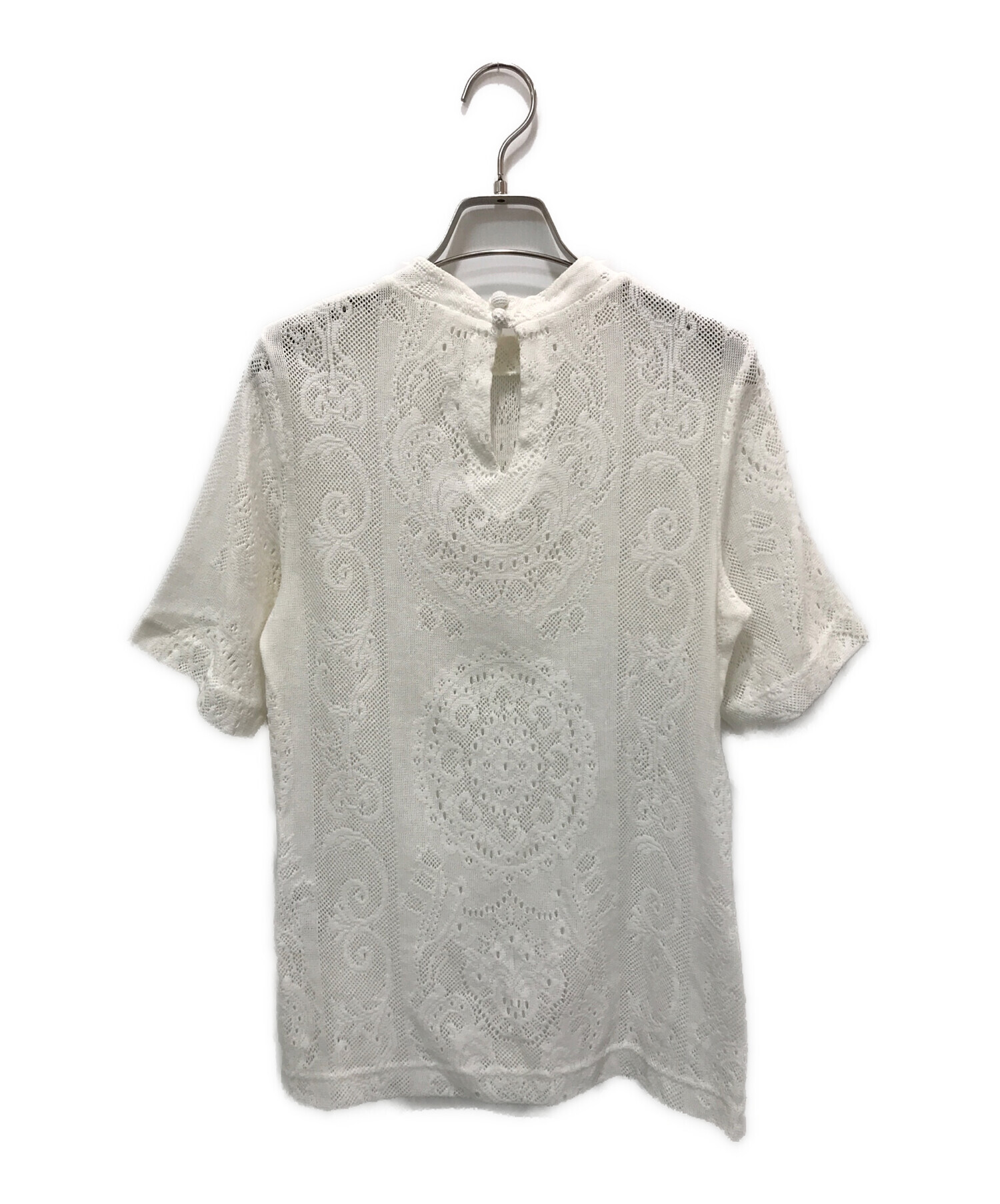 中古・古着通販】Mame Kurogouchi (マメクロゴウチ) Curtain Lace Jacquard Jersey Top ホワイト  サイズ:１｜ブランド・古着通販 トレファク公式【TREFAC FASHION】スマホサイト