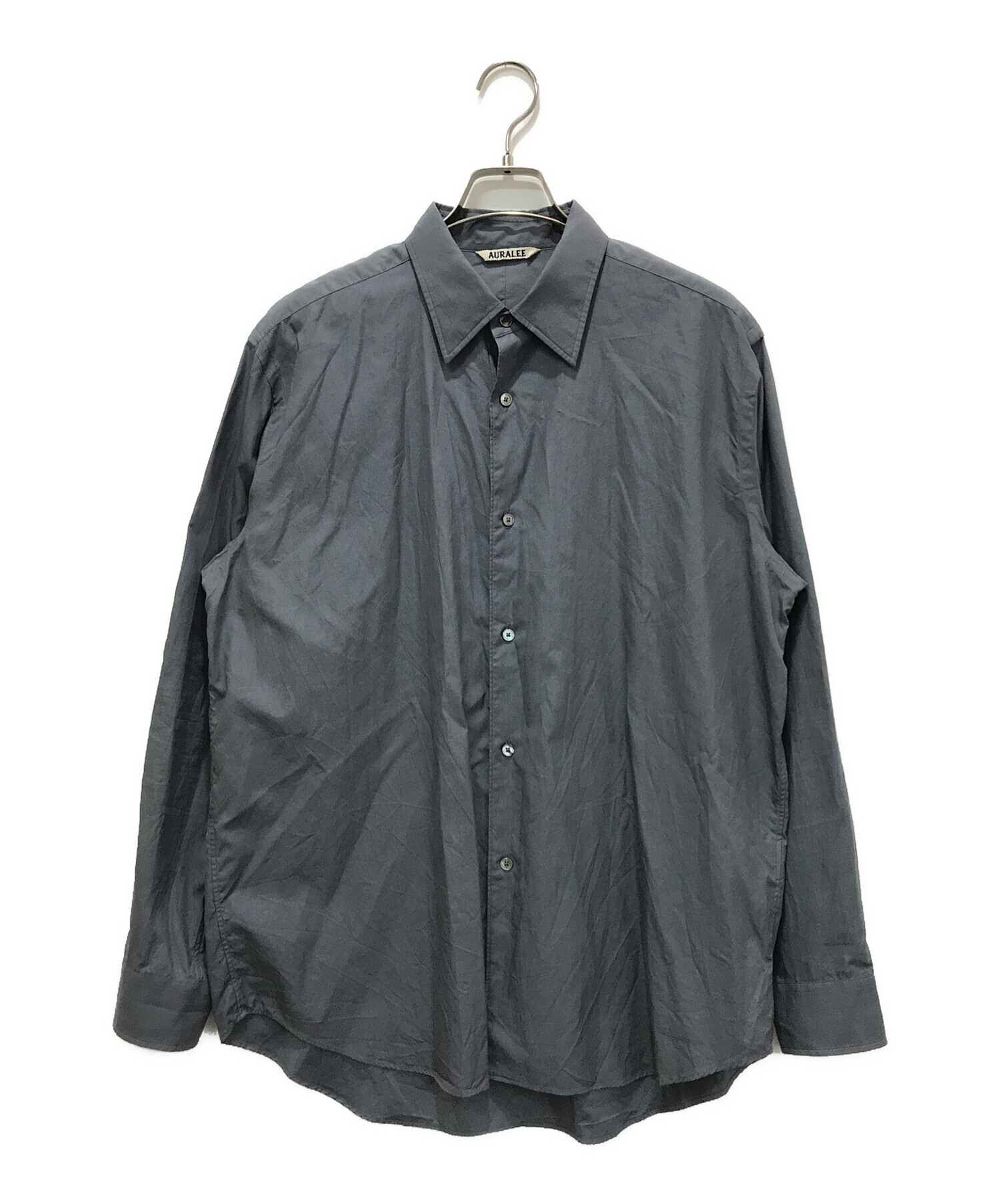 AURALEE (オーラリー) WASHED FINX TWILL BIG SHIRT グレー サイズ:4