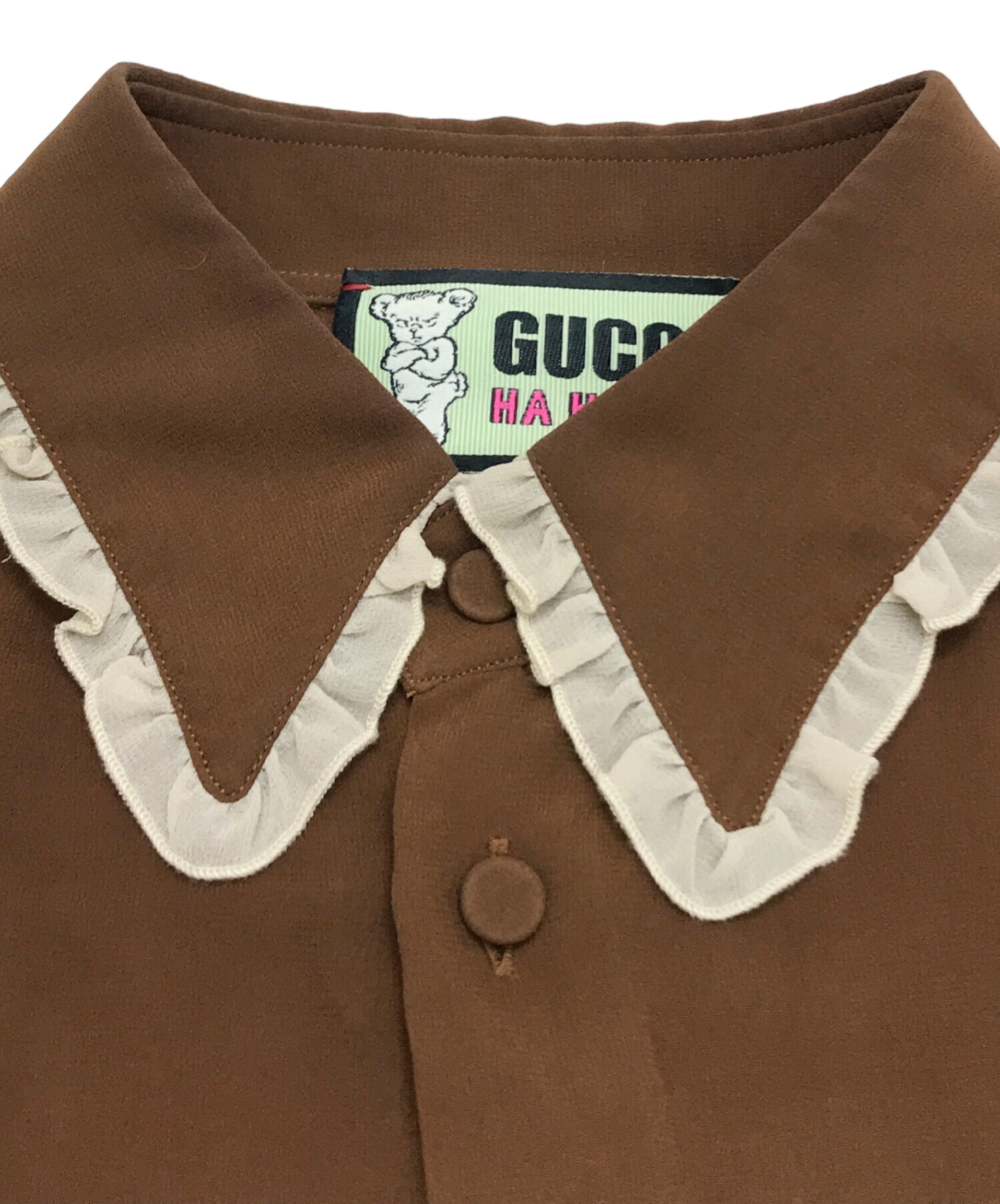 中古・古着通販】GUCCI HAHAHA (グッチ) シルクブラウス ブラウン サイズ:15 1/2｜ブランド・古着通販 トレファク公式【TREFAC  FASHION】スマホサイト