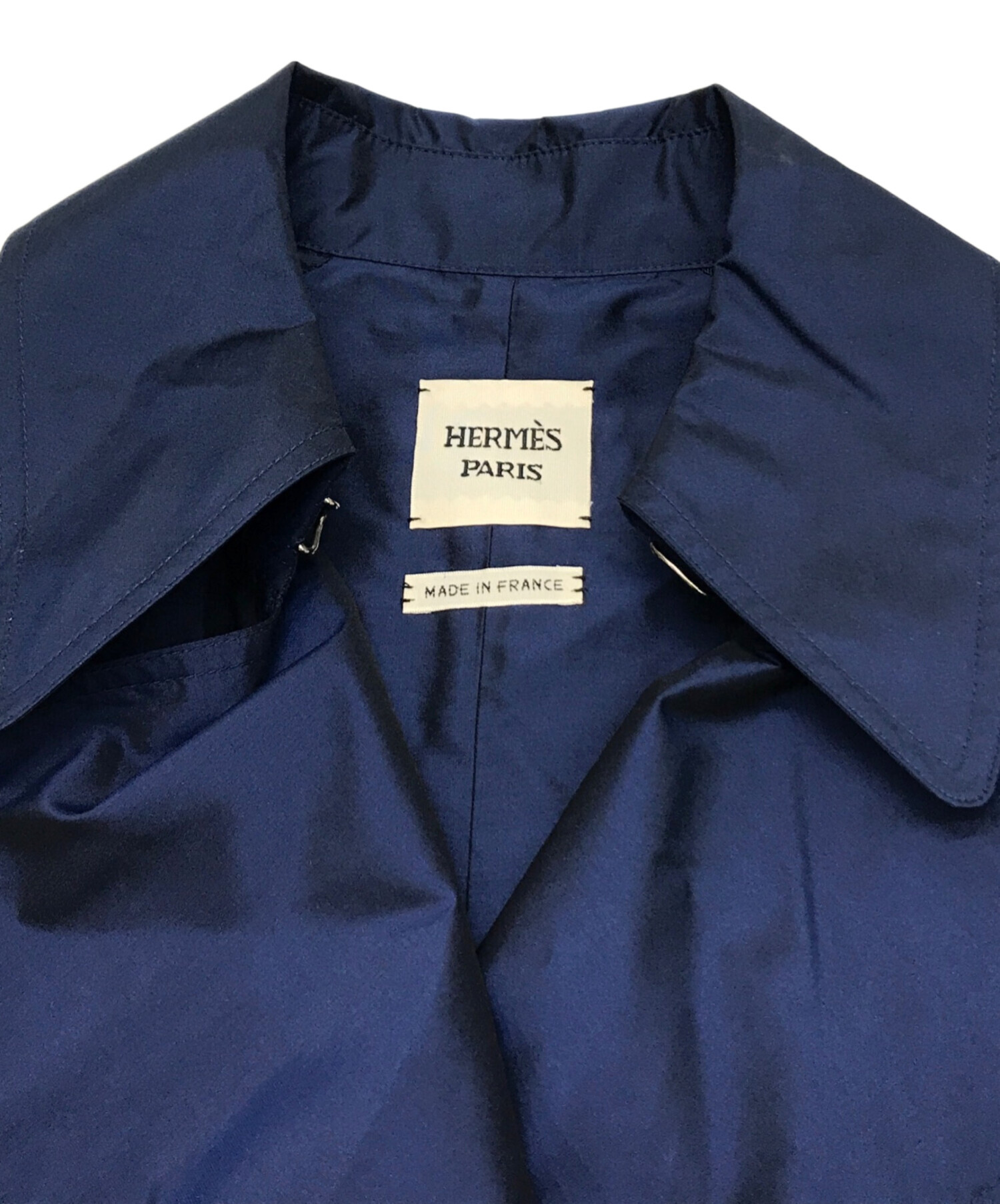 中古・古着通販】HERMES (エルメス) シルクトレンチコート ネイビー サイズ:36｜ブランド・古着通販 トレファク公式【TREFAC  FASHION】スマホサイト