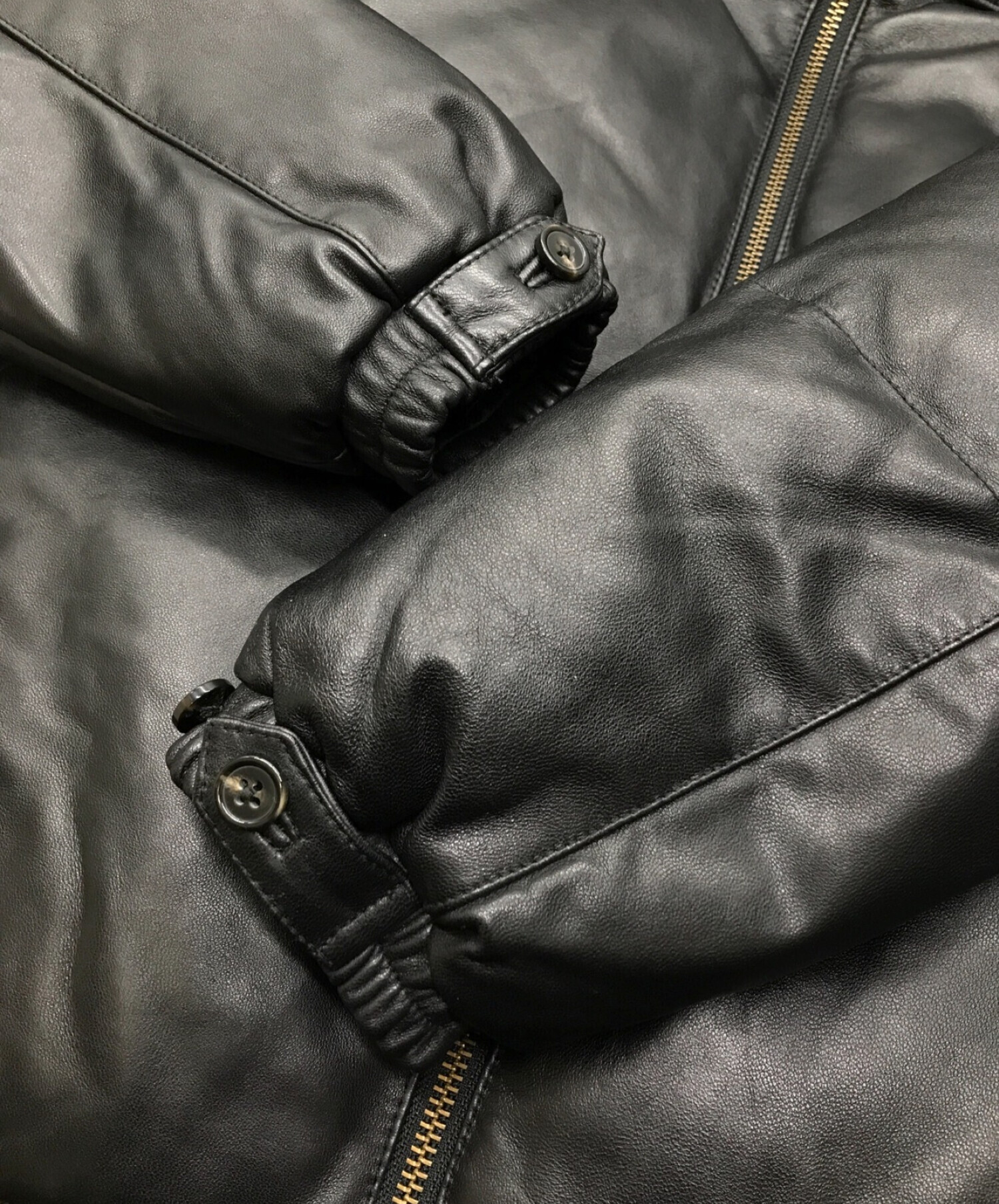 SUPREME (シュプリーム) LEATHER DOWN JACKET ブラック サイズ:M