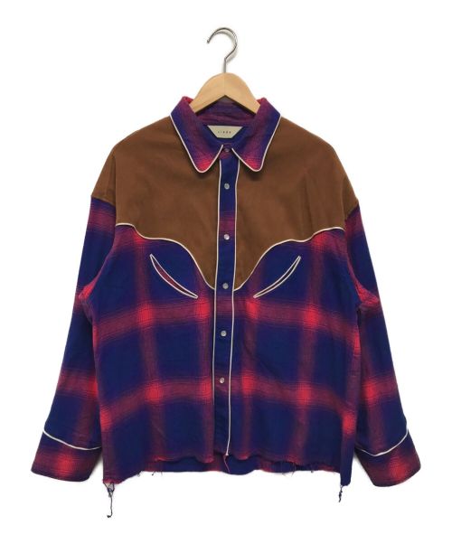 JieDa OMBRE PLAID WESTERN SHIRT RED 1-