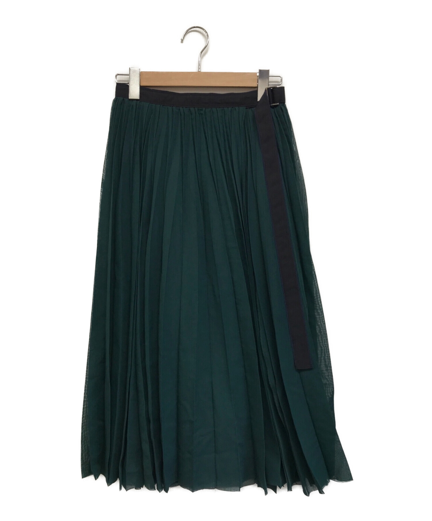 sacai (サカイ) プリーツラップスカート グリーン サイズ:SIZE 1