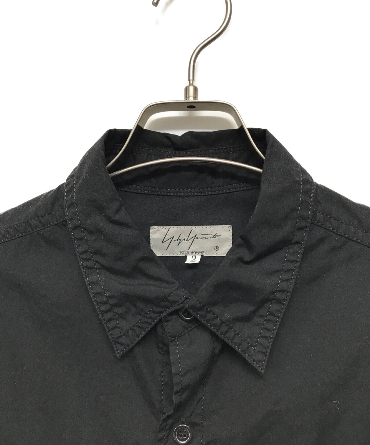Yohji Yamamoto pour homme (ヨウジヤマモトプールオム) 環縫いコットンブロードシャツ ブラック サイズ:2