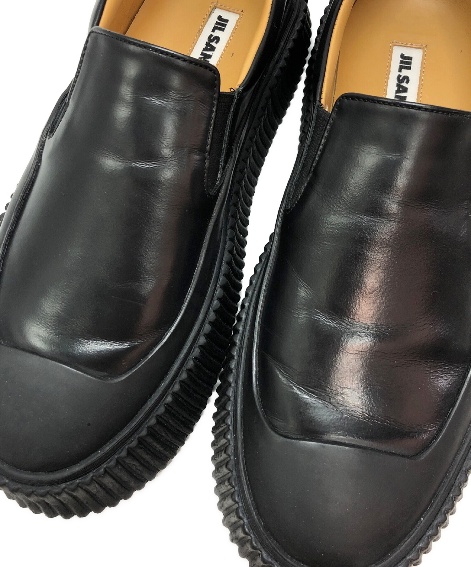 JIL SANDER (ジルサンダー) プラットフォームレザースリッポン ブラック サイズ:SIZE 40