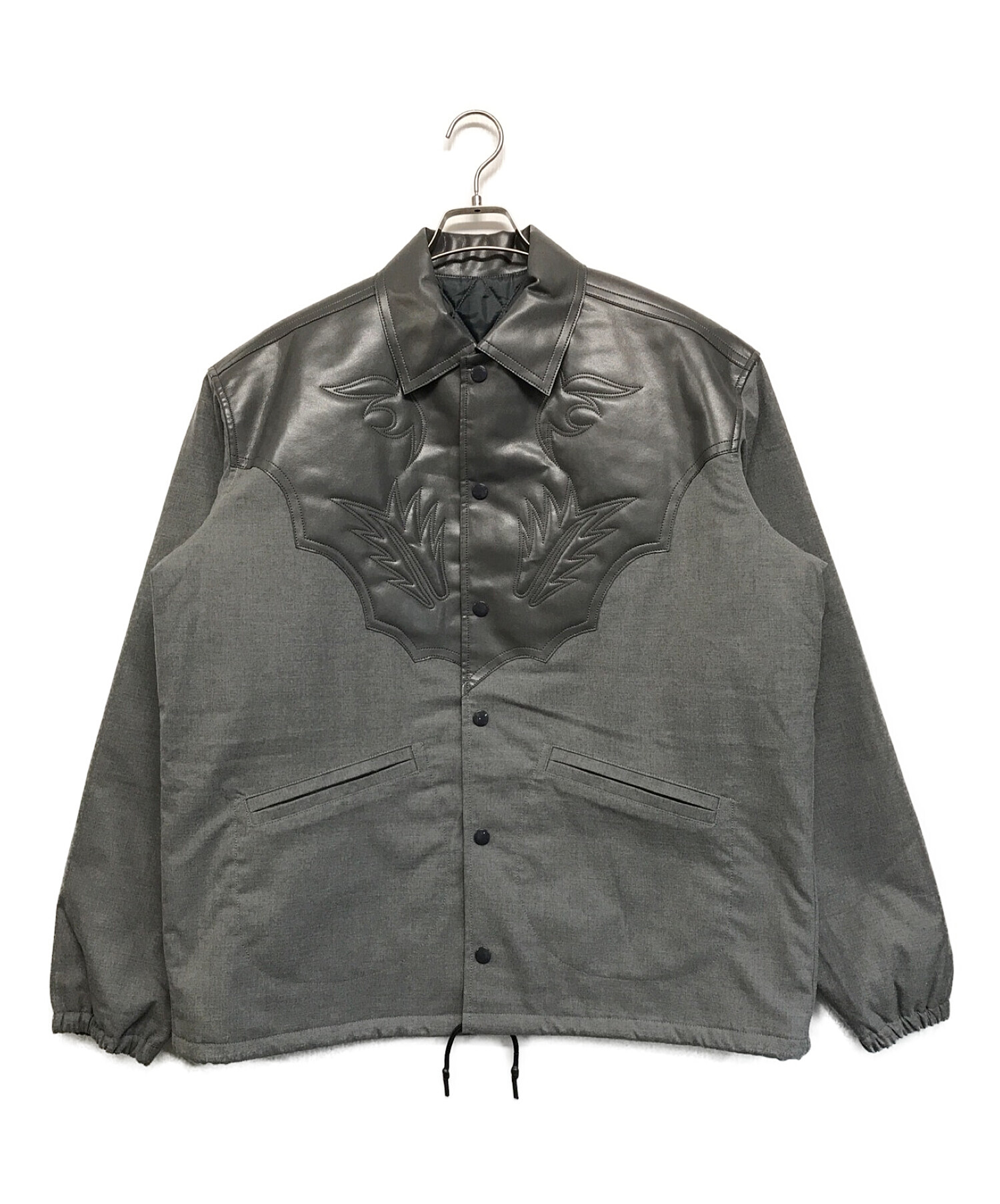 TOGA VIRILIS (トーガ ビリリース) FAKE LEATHER STRETCH BLOUSON グレー サイズ:SIZE 48