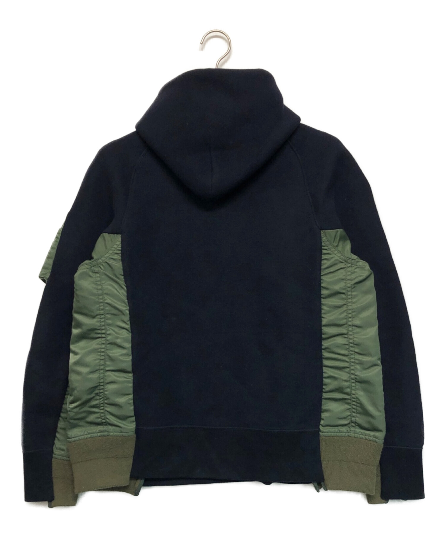 中古・古着通販】sacai (サカイ) Sponge Sweat x MA-1 Hoodie ネイビー