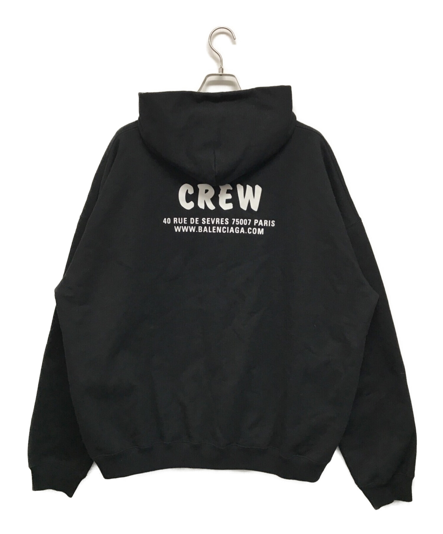 BALENCIAGA (バレンシアガ) CREWジップアップオーバーサイズパーカー ブラック サイズ:SIZE XS