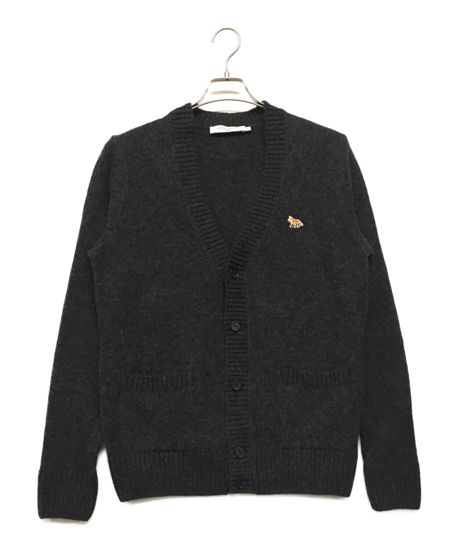 maison kitsune (メゾンキツネ) BABY FOX PATCH COSY CARDIGAN グレー サイズ:SIZE XS