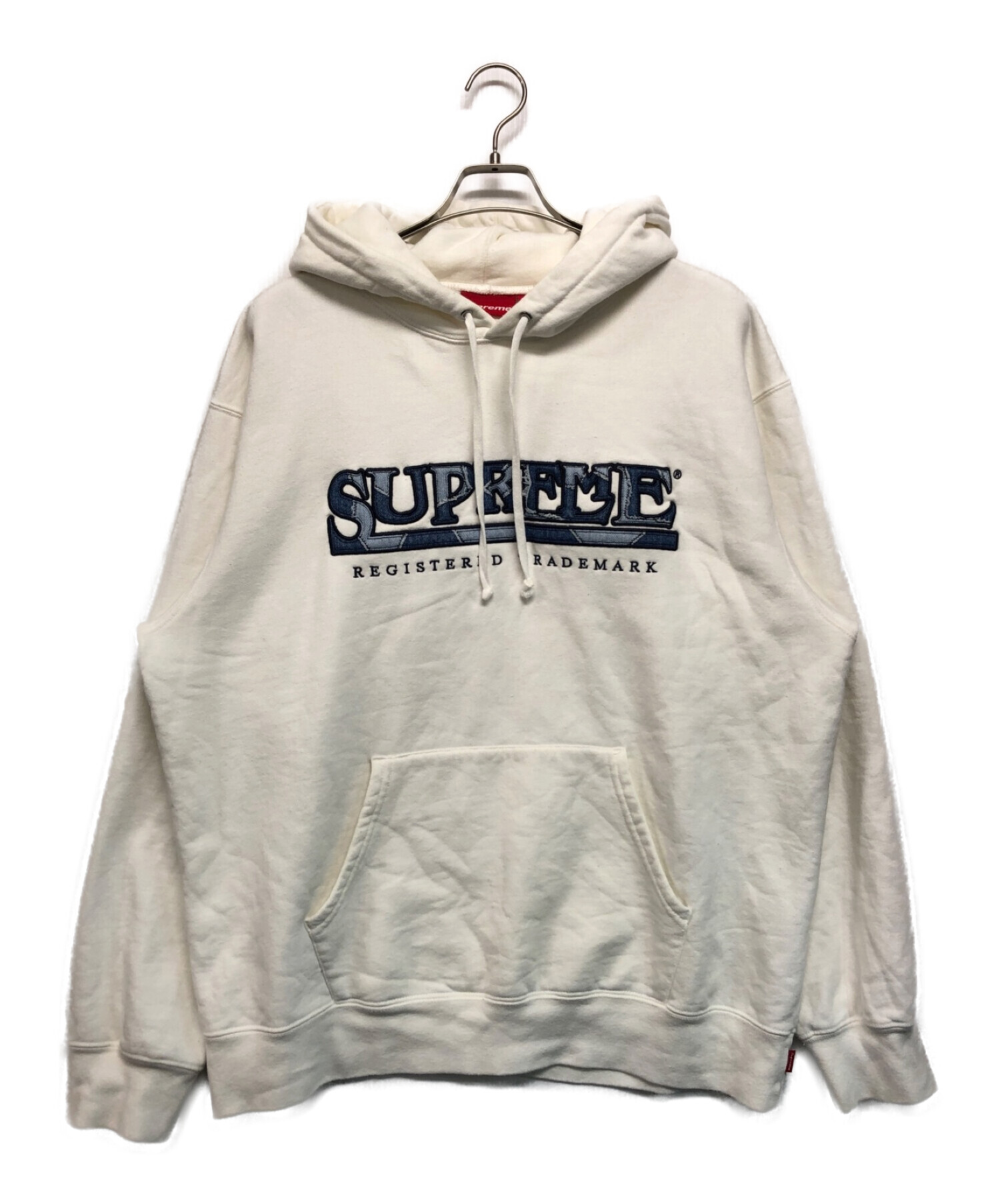 SUPREME (シュプリーム) Denim Logo Hooded Sweatshirt ホワイト サイズ:SIZE L